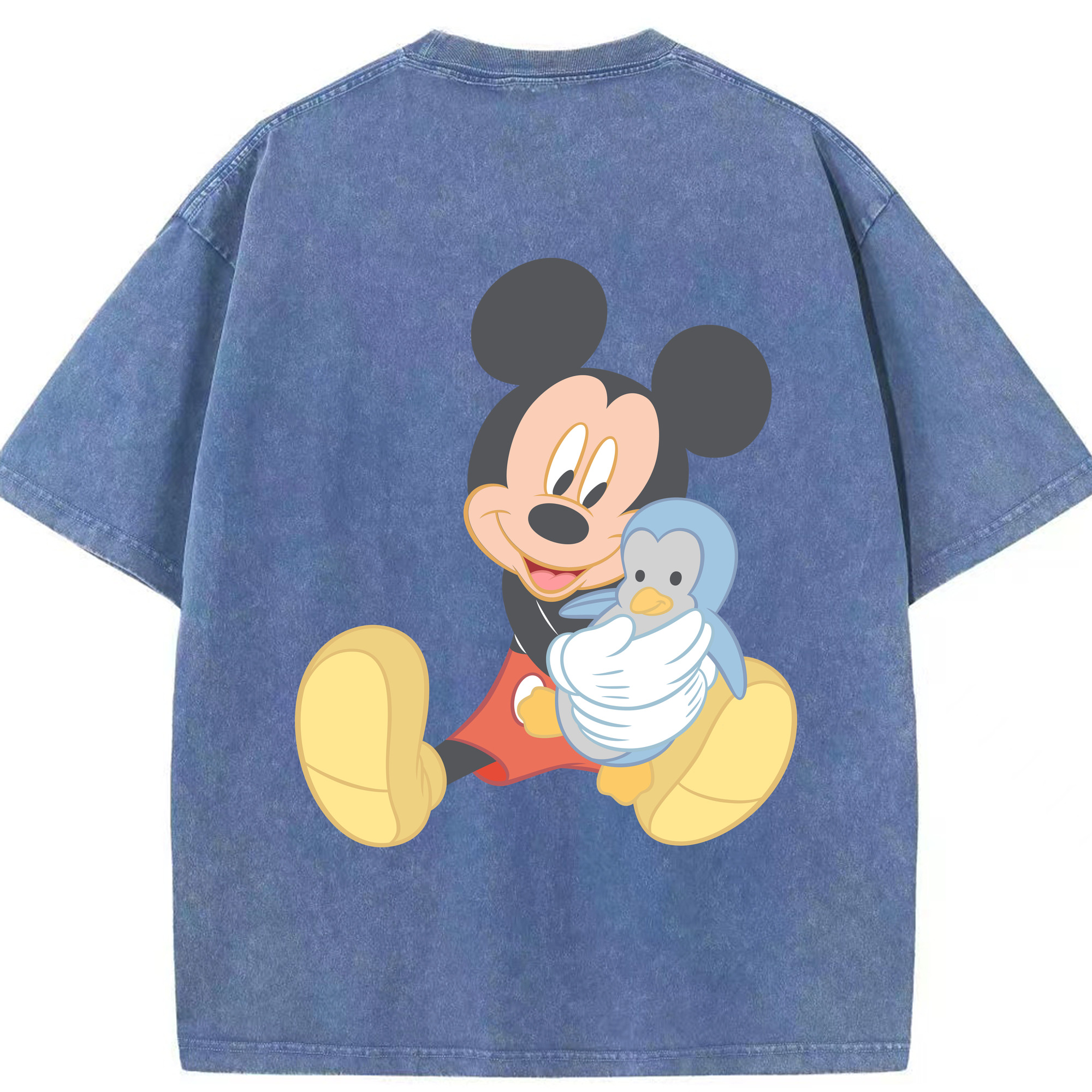 （画像用） ミッキーマウス Mickey Mouse 綿100% ヴィンテージ風 半袖Tシャツ（背面プリント）