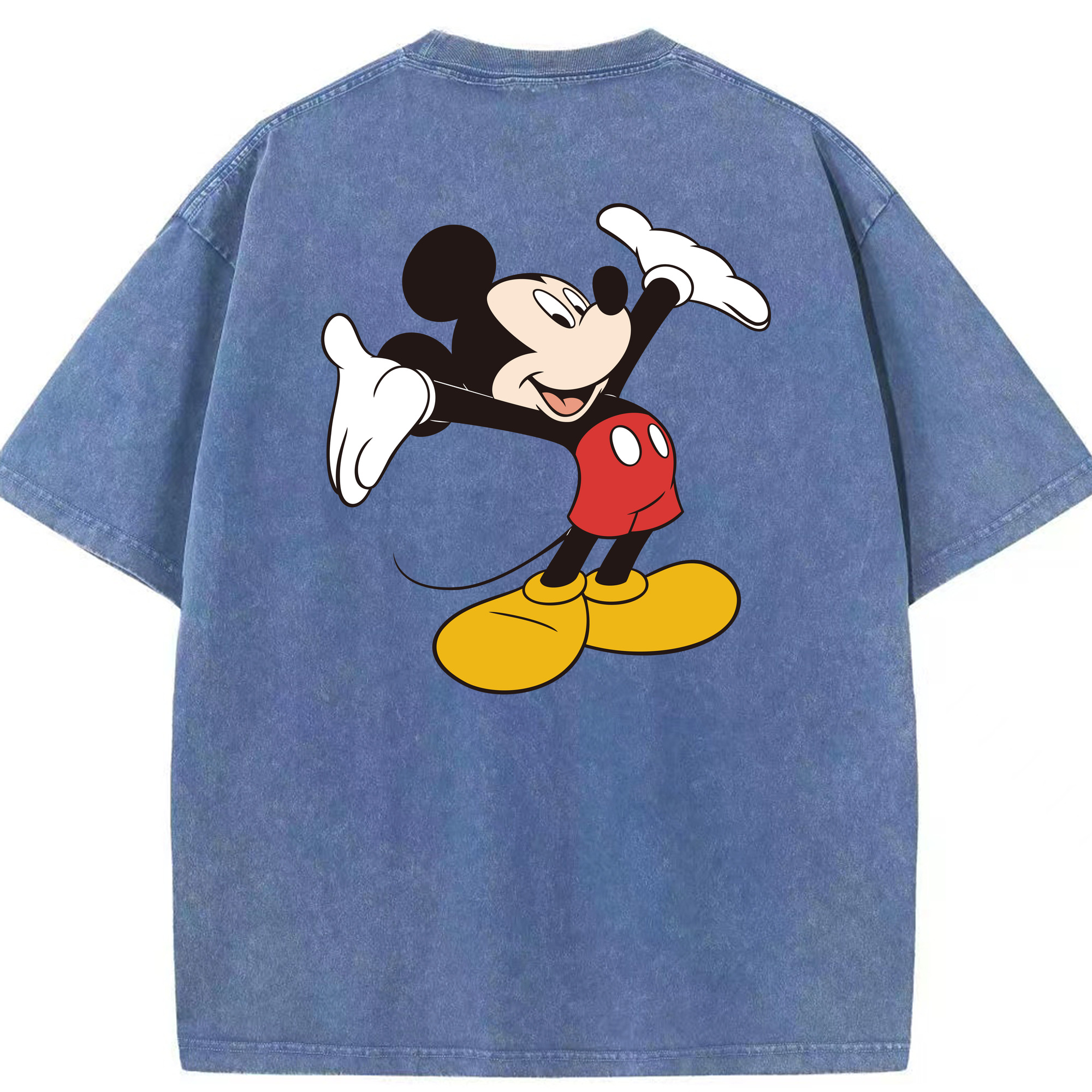 （画像用） ミッキーマウス Mickey Mouse 綿100% ヴィンテージ風 半袖Tシャツ（背面プリント）