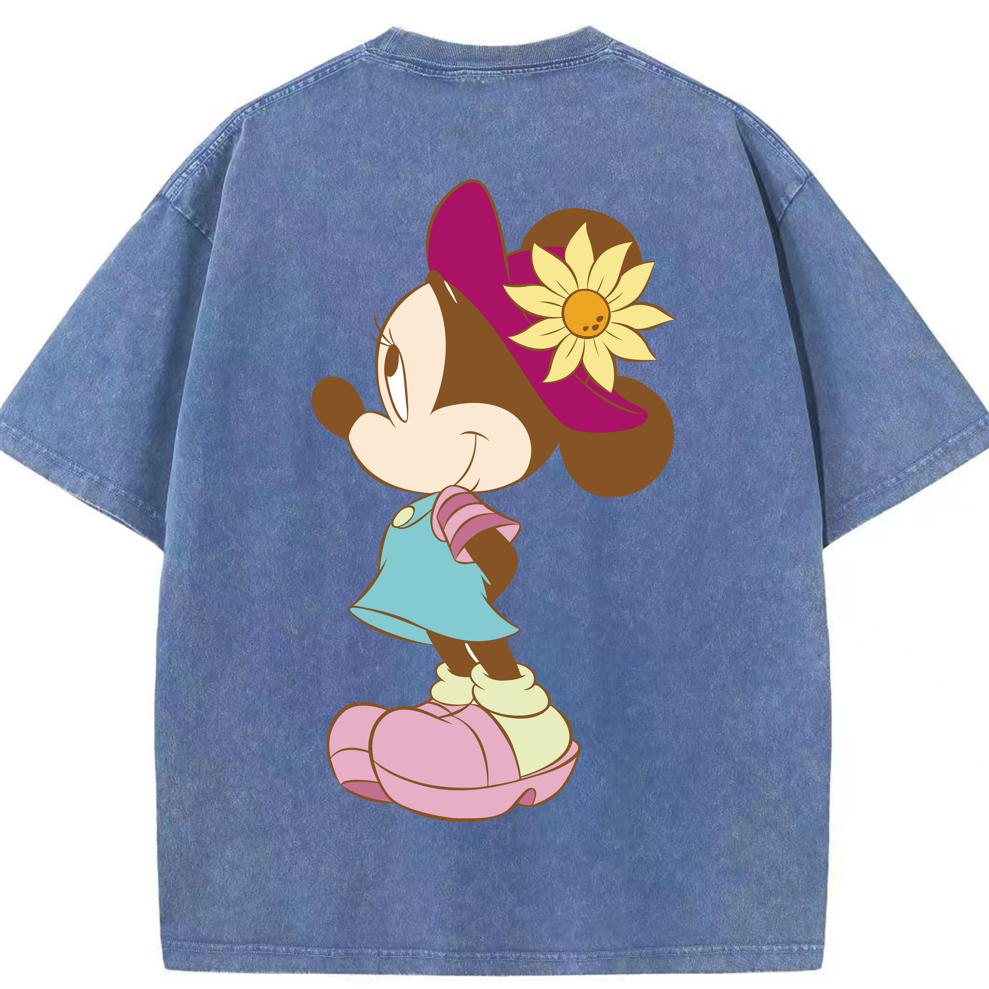 （画像用） ミッキーマウス Mickey Mouse 綿100% ヴィンテージ風 半袖Tシャツ（背面プリント）