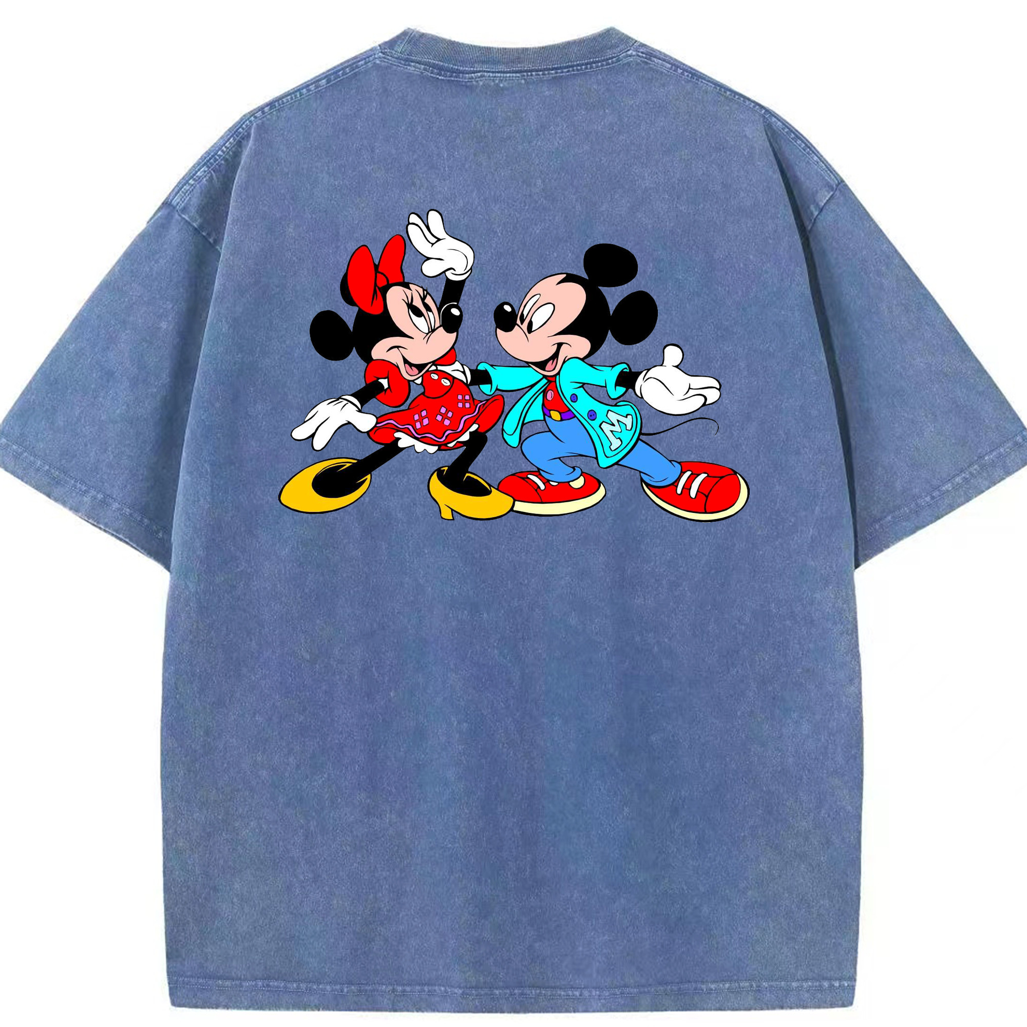 （画像用） ミッキーマウス Mickey Mouse 綿100% ヴィンテージ風 半袖Tシャツ（背面プリント）