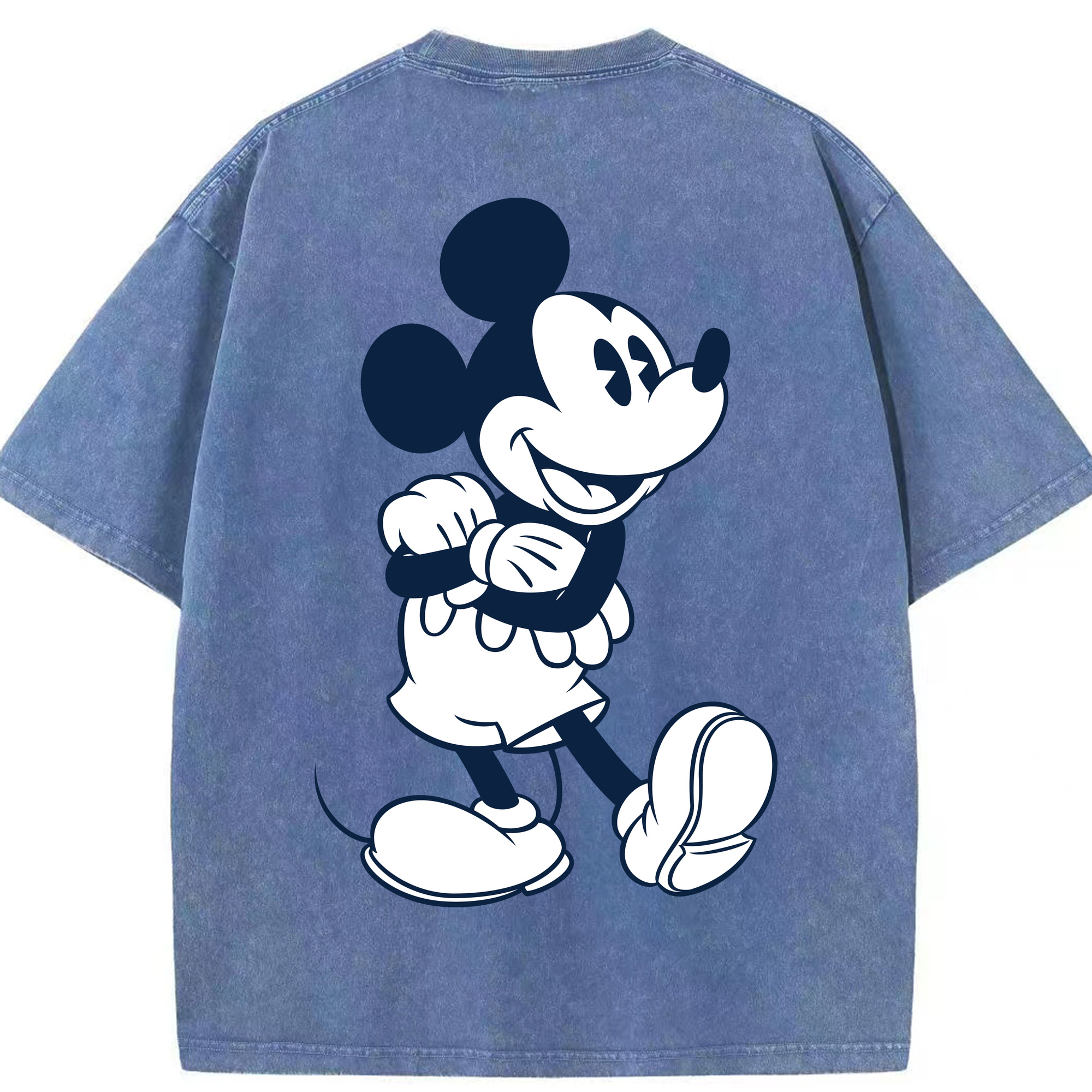（画像用） ミッキーマウス Mickey Mouse 綿100% ヴィンテージ風 半袖Tシャツ（背面プリント）