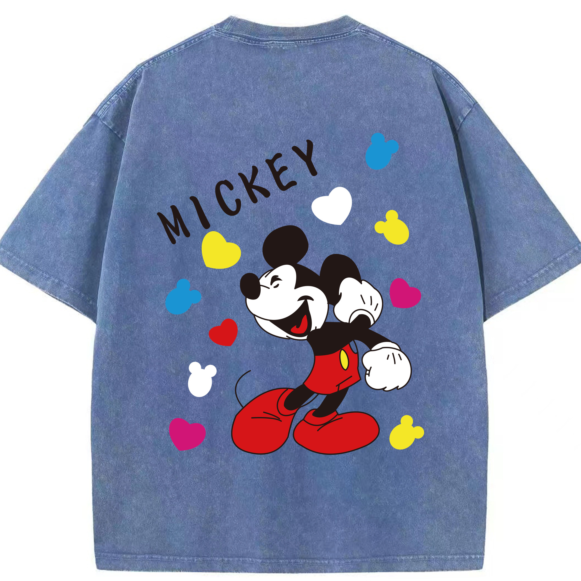 （画像用） ミッキーマウス Mickey Mouse 綿100% ヴィンテージ風 半袖Tシャツ（背面プリント）