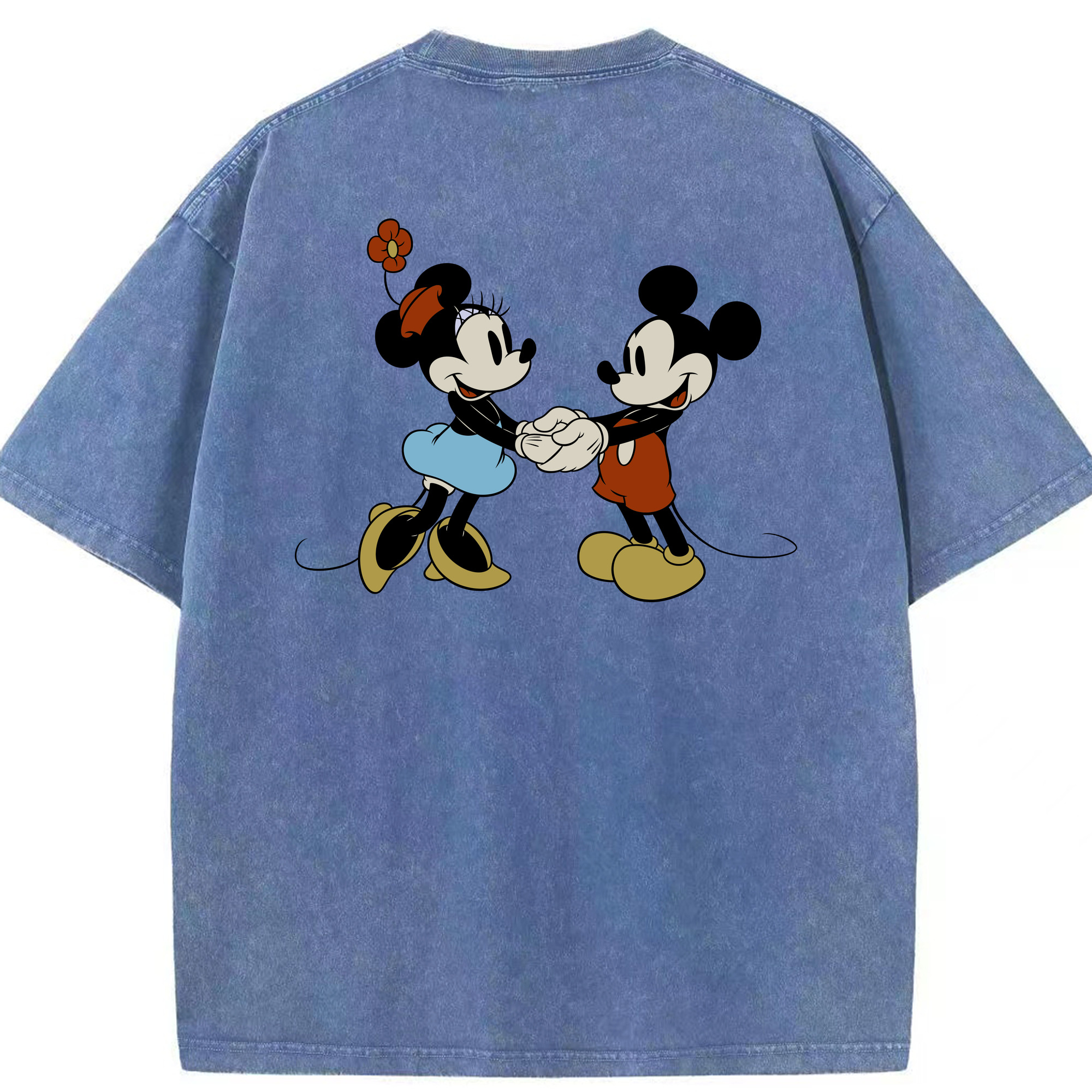 （画像用） ミッキーマウス Mickey Mouse 綿100% ヴィンテージ風 半袖Tシャツ（背面プリント）
