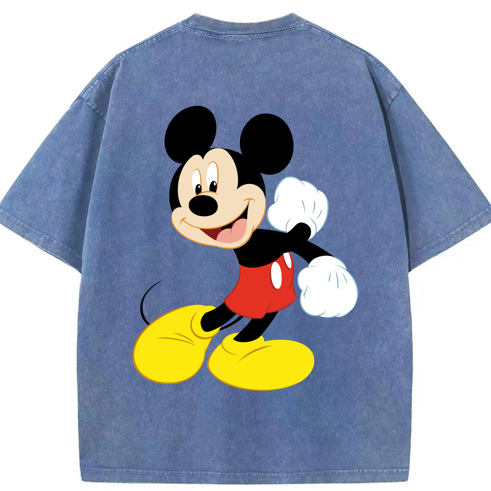 （画像用） ミッキーマウス Mickey Mouse 綿100% ヴィンテージ風 半袖Tシャツ（背面プリント）