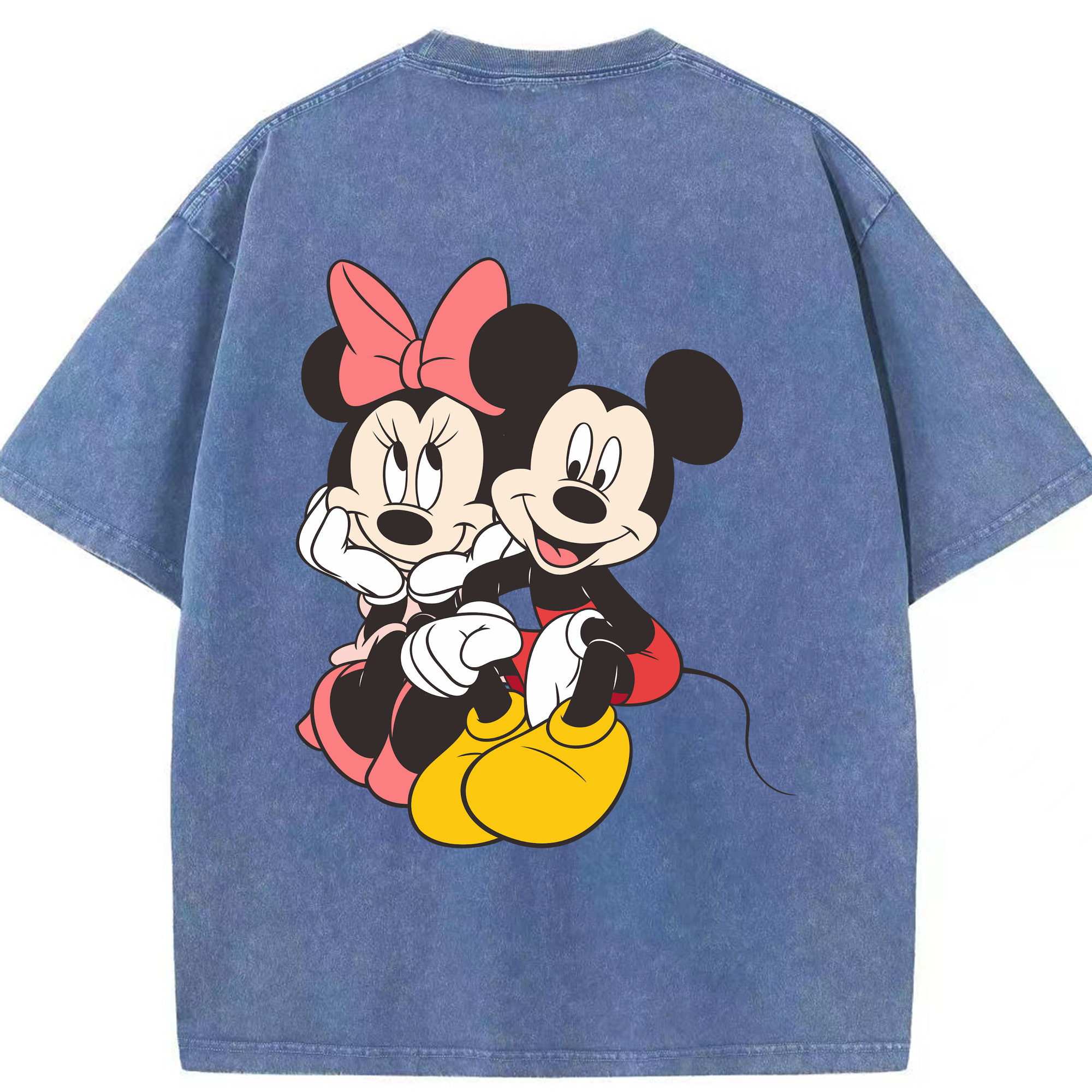 （画像用） ミッキーマウス Mickey Mouse 綿100% ヴィンテージ風 半袖Tシャツ（背面プリント）