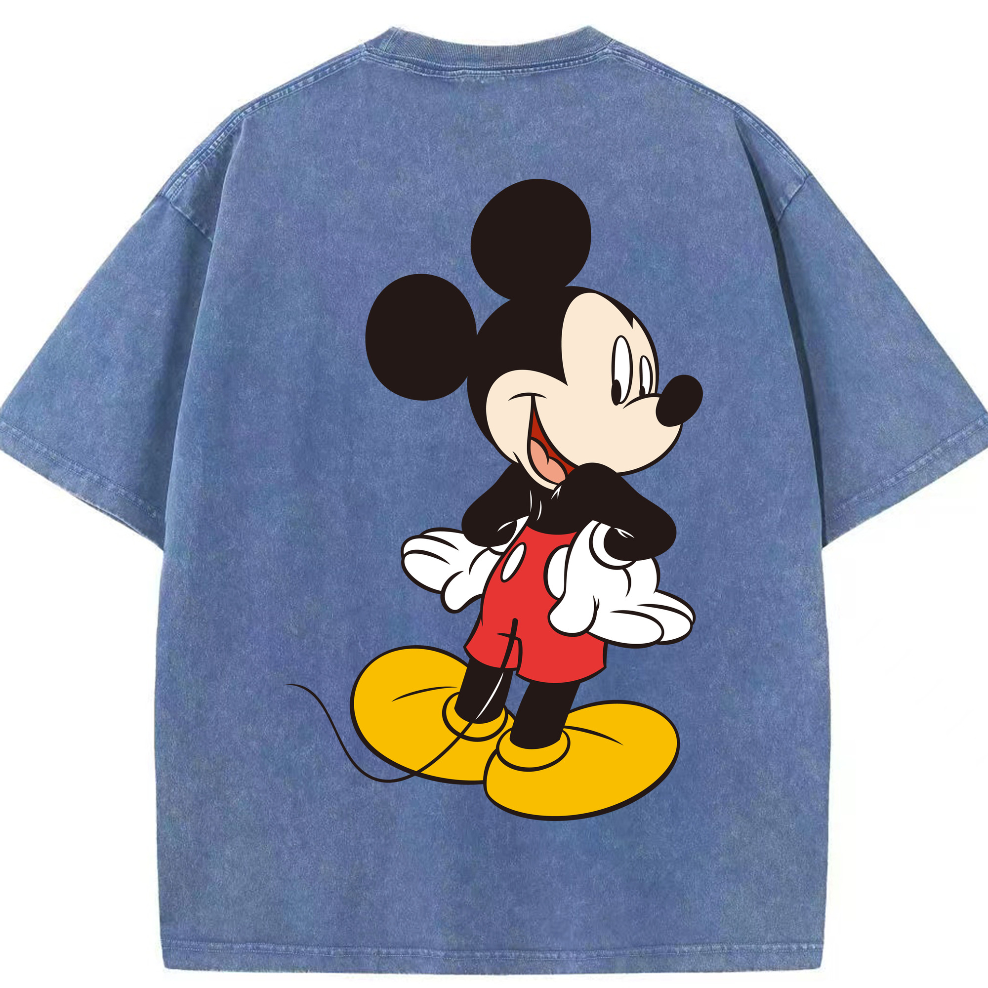 （画像用） ミッキーマウス Mickey Mouse 綿100% ヴィンテージ風 半袖Tシャツ（背面プリント）