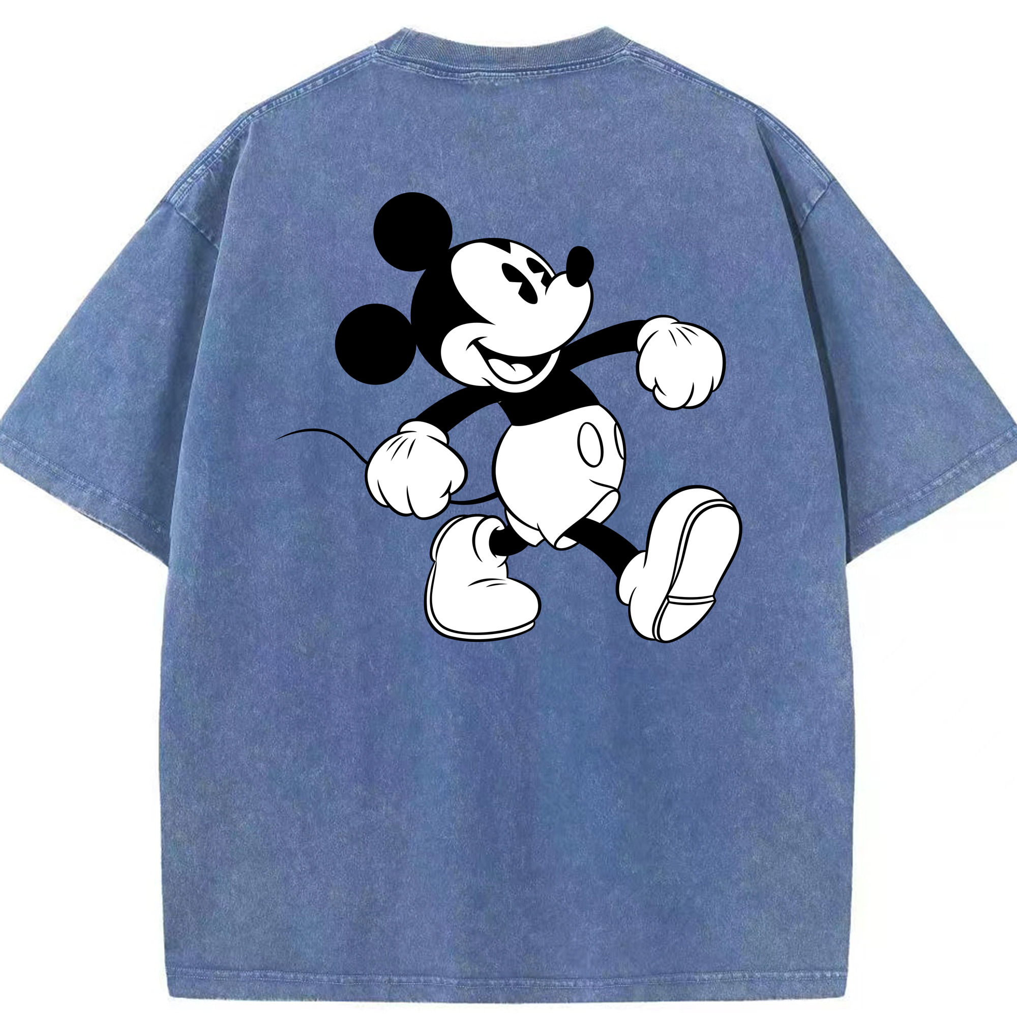 （画像用） ミッキーマウス Mickey Mouse 綿100% ヴィンテージ風 半袖Tシャツ（背面プリント）