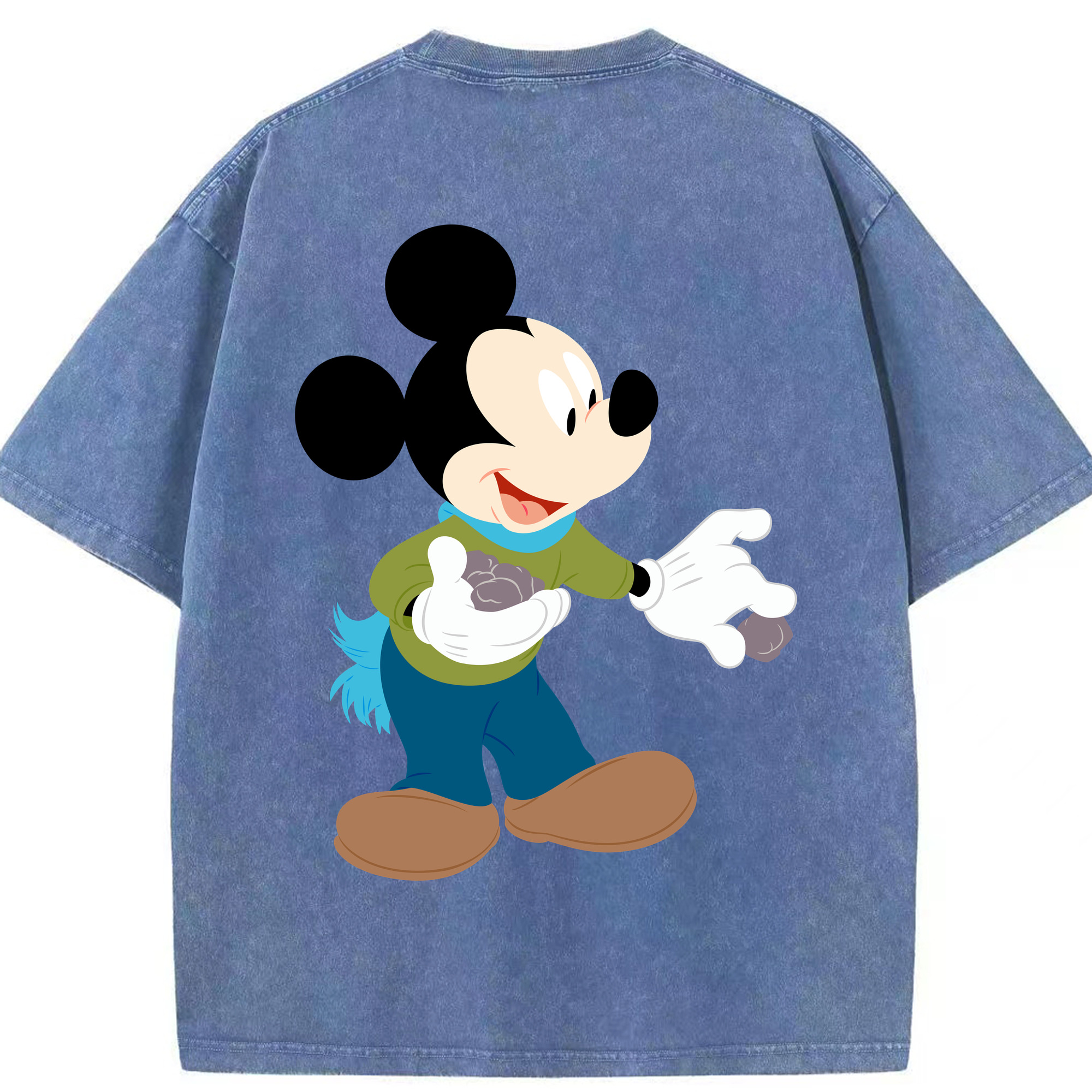（画像用） ミッキーマウス Mickey Mouse 綿100% ヴィンテージ風 半袖Tシャツ（背面プリント）