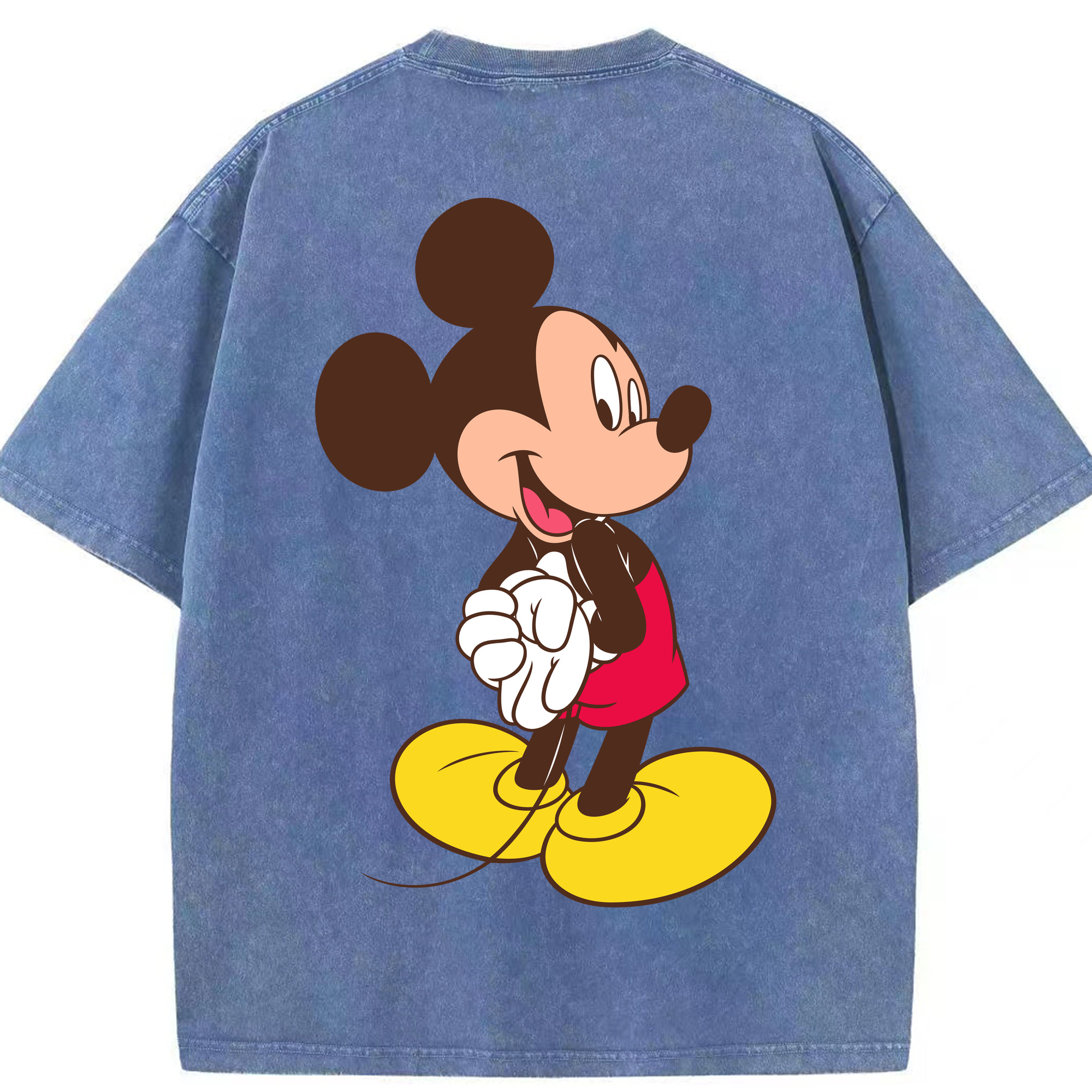 （画像用） ミッキーマウス Mickey Mouse 綿100% ヴィンテージ風 半袖Tシャツ（背面プリント）
