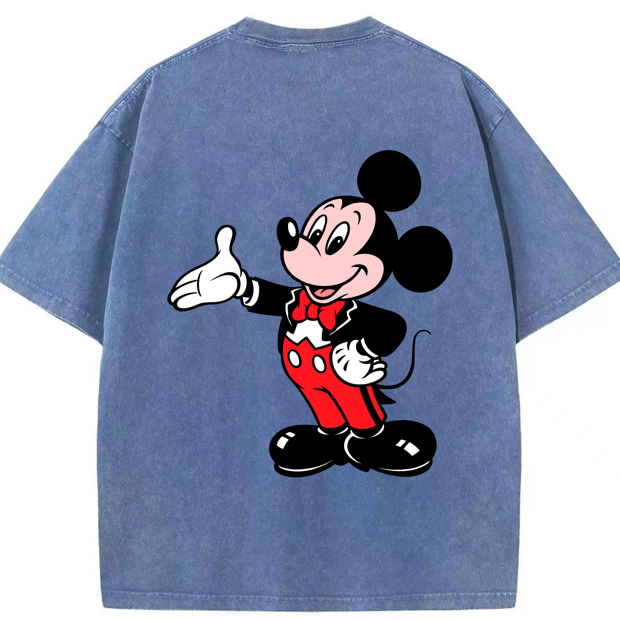 （画像用） ミッキーマウス Mickey Mouse 綿100% ヴィンテージ風 半袖Tシャツ（背面プリント）