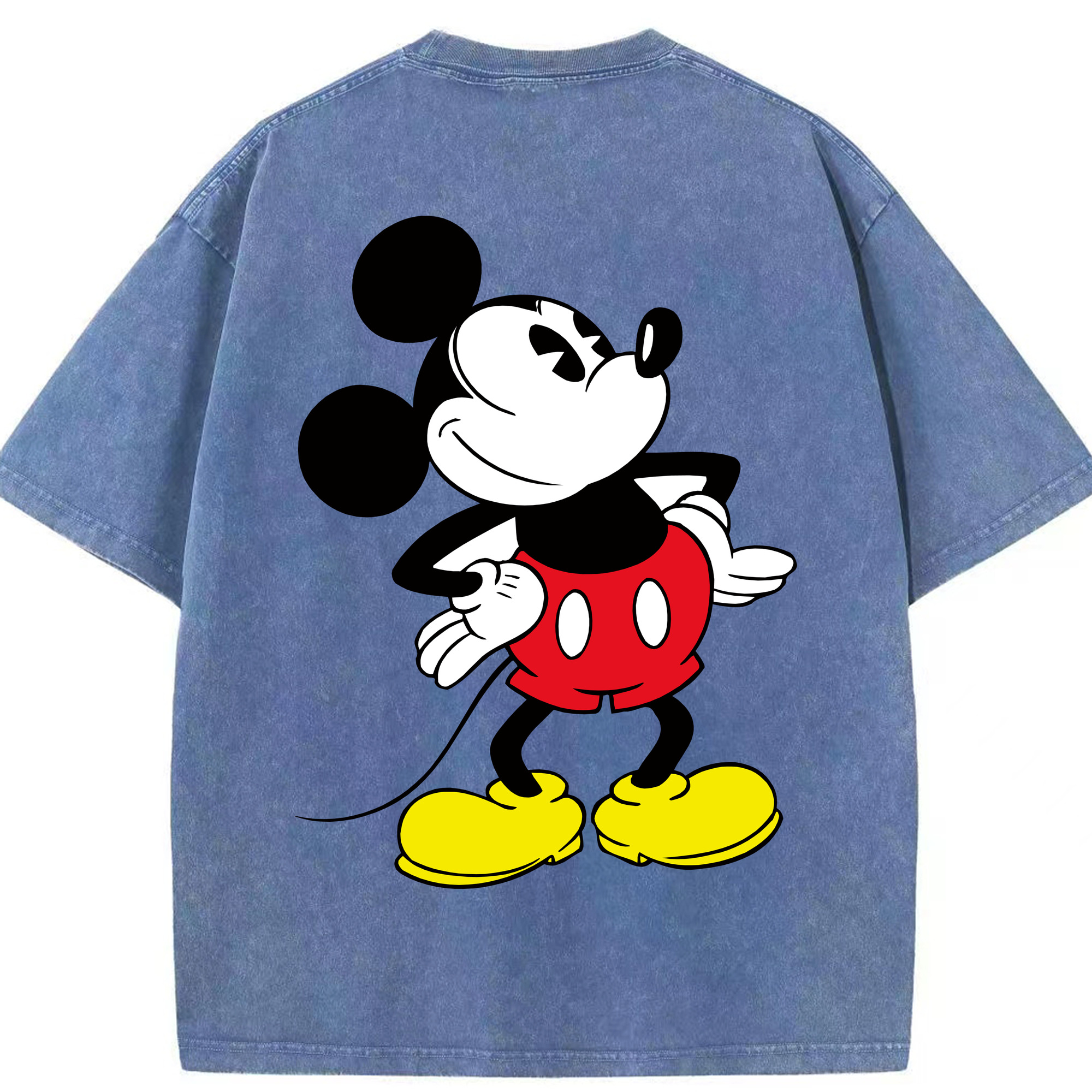 （画像用） ミッキーマウス Mickey Mouse 綿100% ヴィンテージ風 半袖Tシャツ（背面プリント）