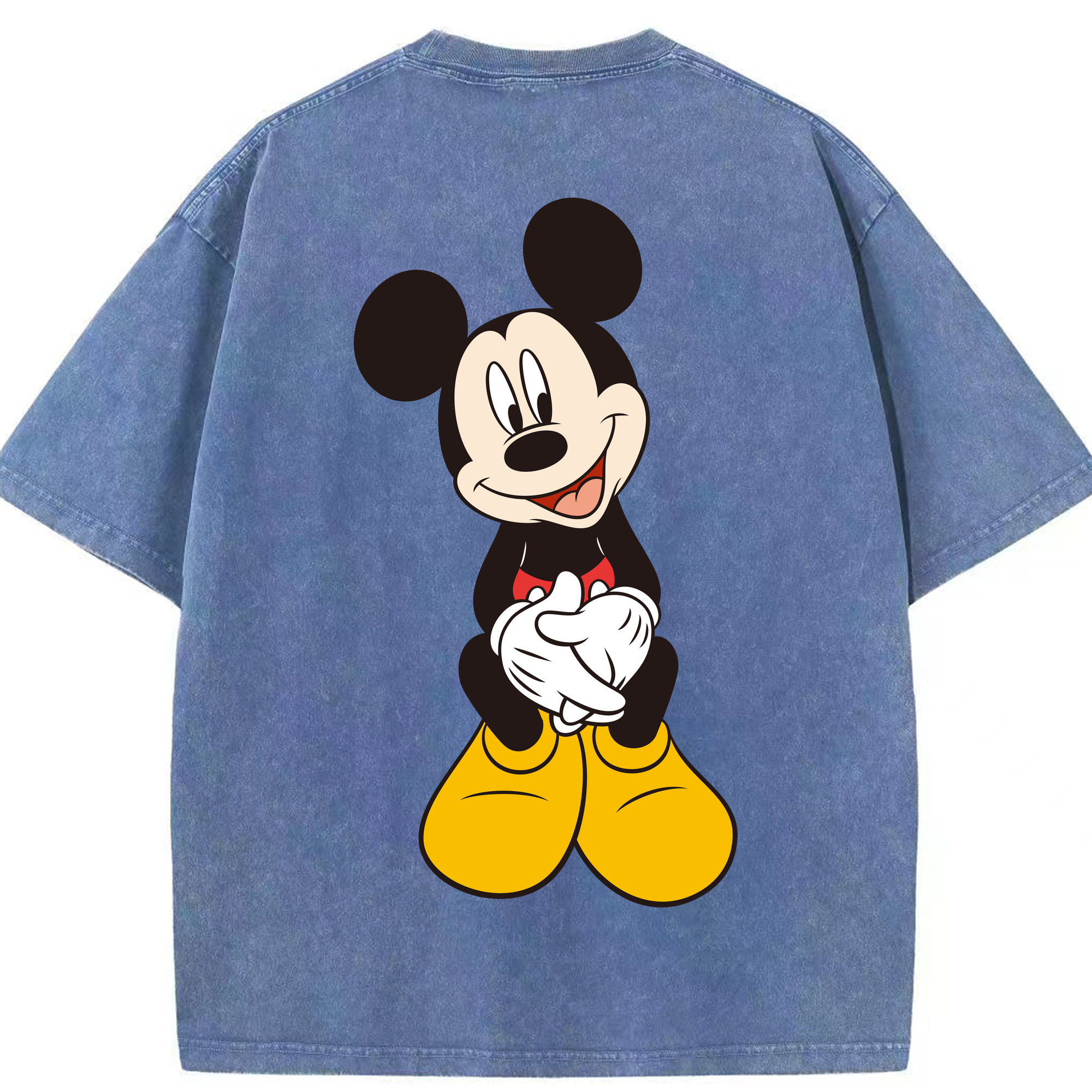 （画像用） ミッキーマウス Mickey Mouse 綿100% ヴィンテージ風 半袖Tシャツ（背面プリント）
