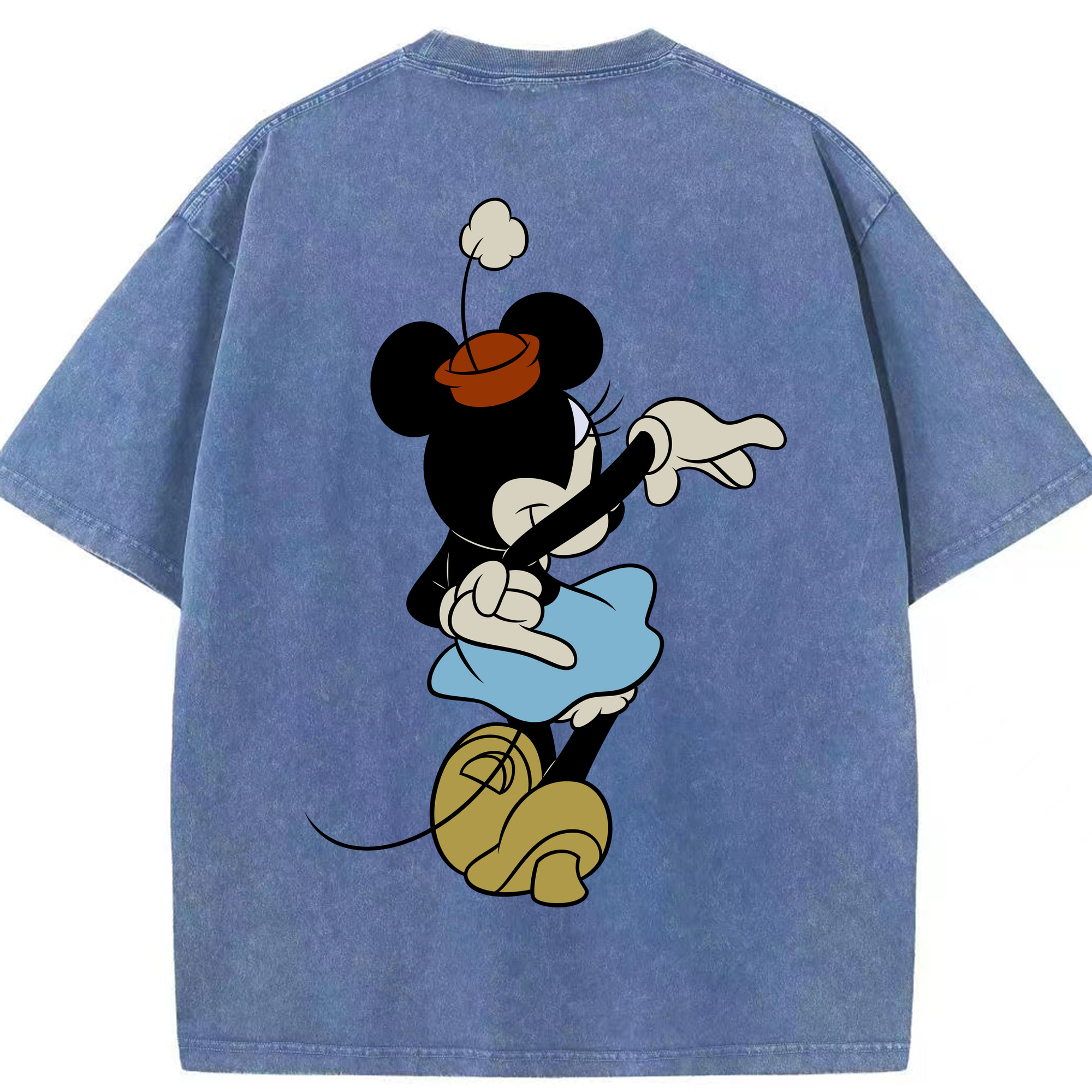 （画像用） ミッキーマウス Mickey Mouse 綿100% ヴィンテージ風 半袖Tシャツ（背面プリント）