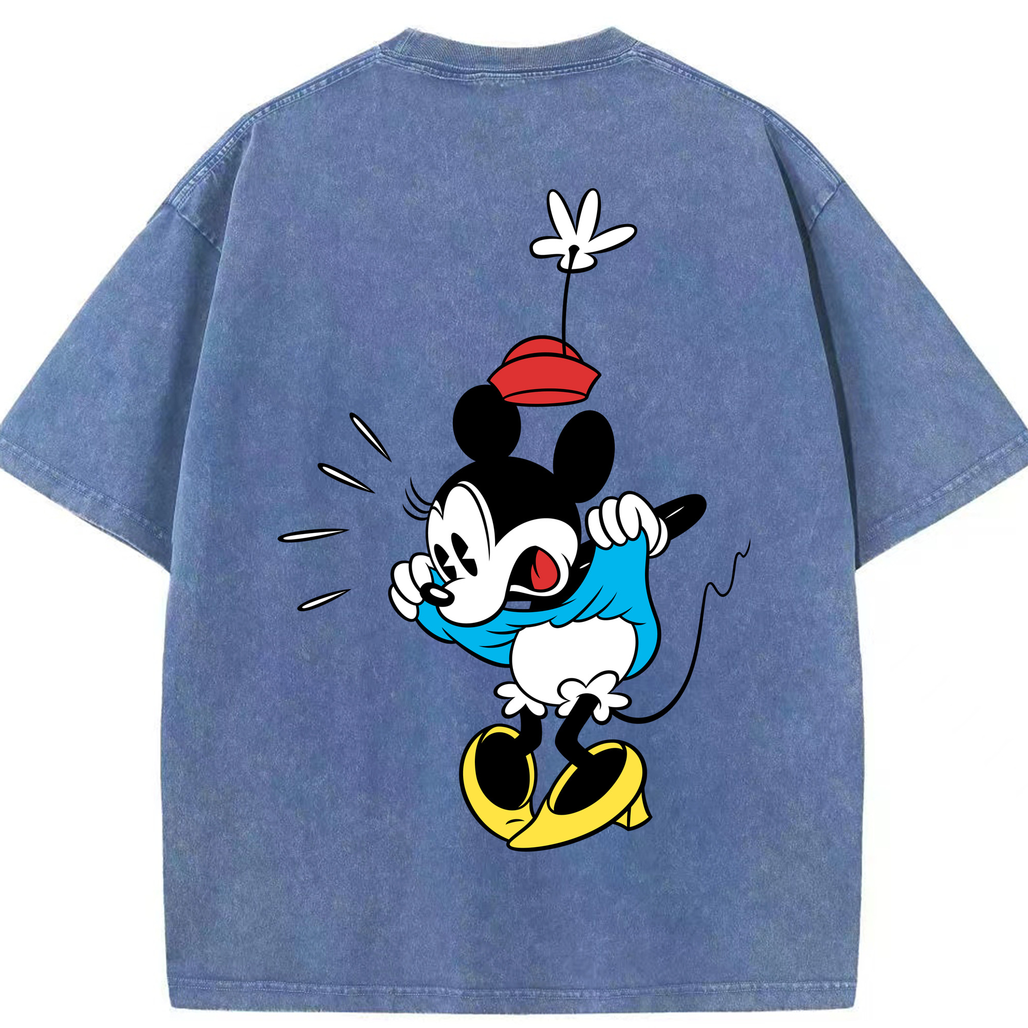 （画像用） ミッキーマウス Mickey Mouse 綿100% ヴィンテージ風 半袖Tシャツ（背面プリント）