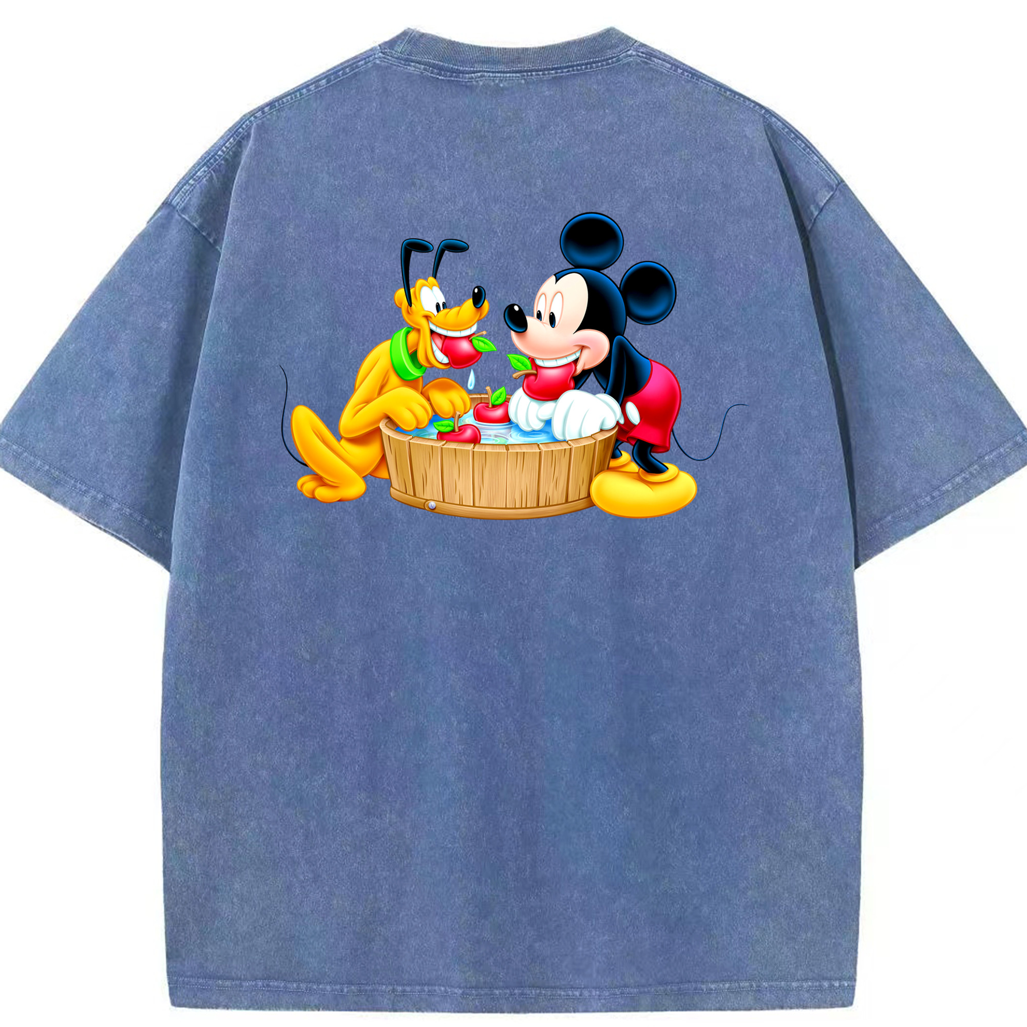 （画像用） ミッキーマウス Mickey Mouse 綿100% ヴィンテージ風 半袖Tシャツ（背面プリント）