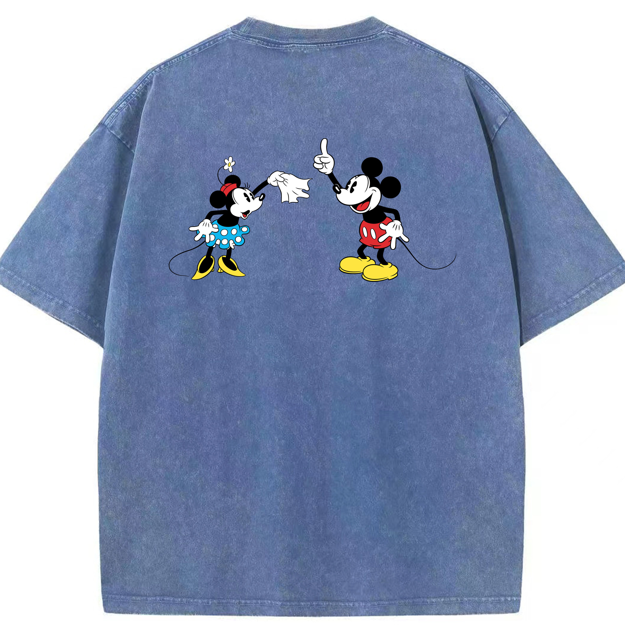 （画像用） ミッキーマウス Mickey Mouse 綿100% ヴィンテージ風 半袖Tシャツ（背面プリント）