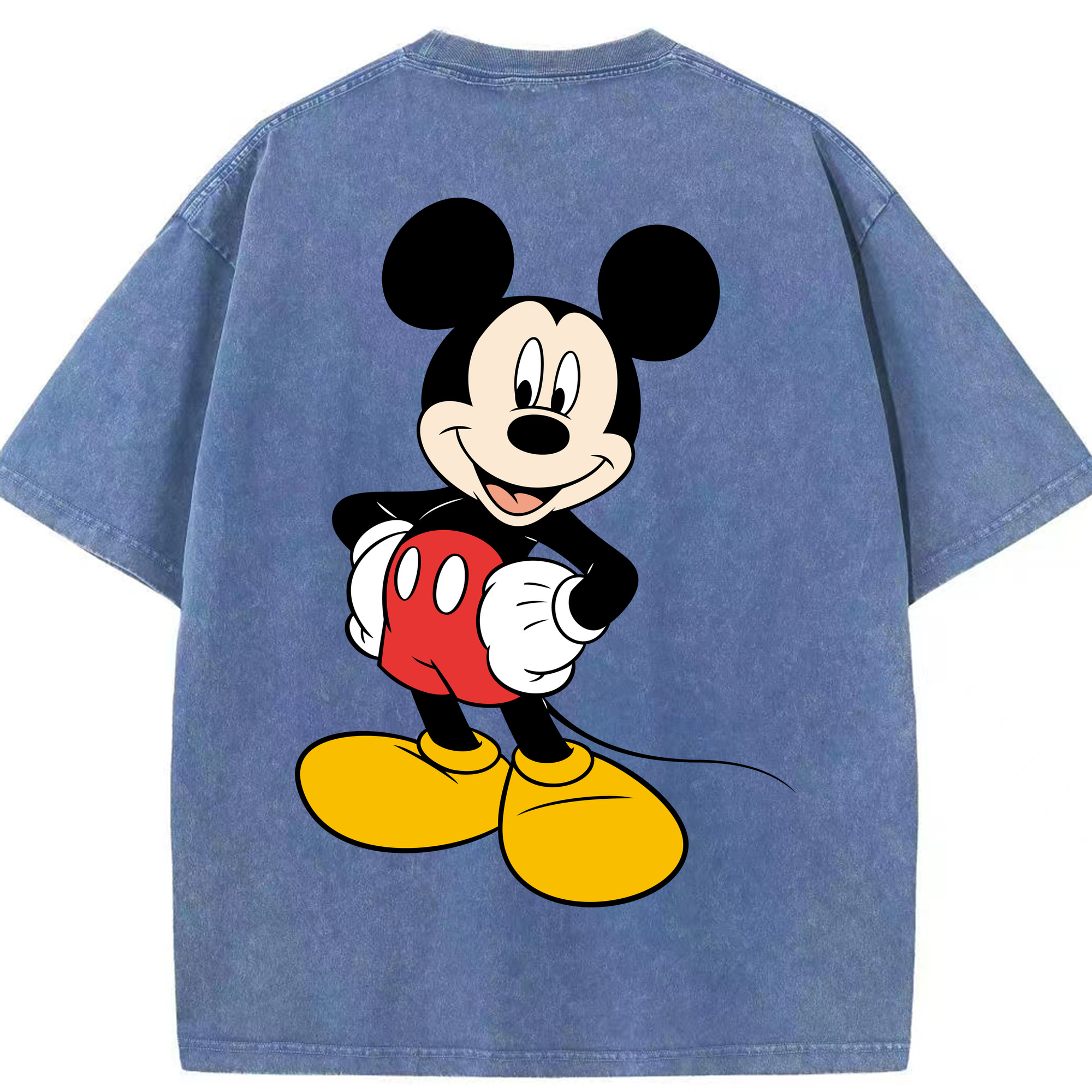 （画像用） ミッキーマウス Mickey Mouse 綿100% ヴィンテージ風 半袖Tシャツ（背面プリント）