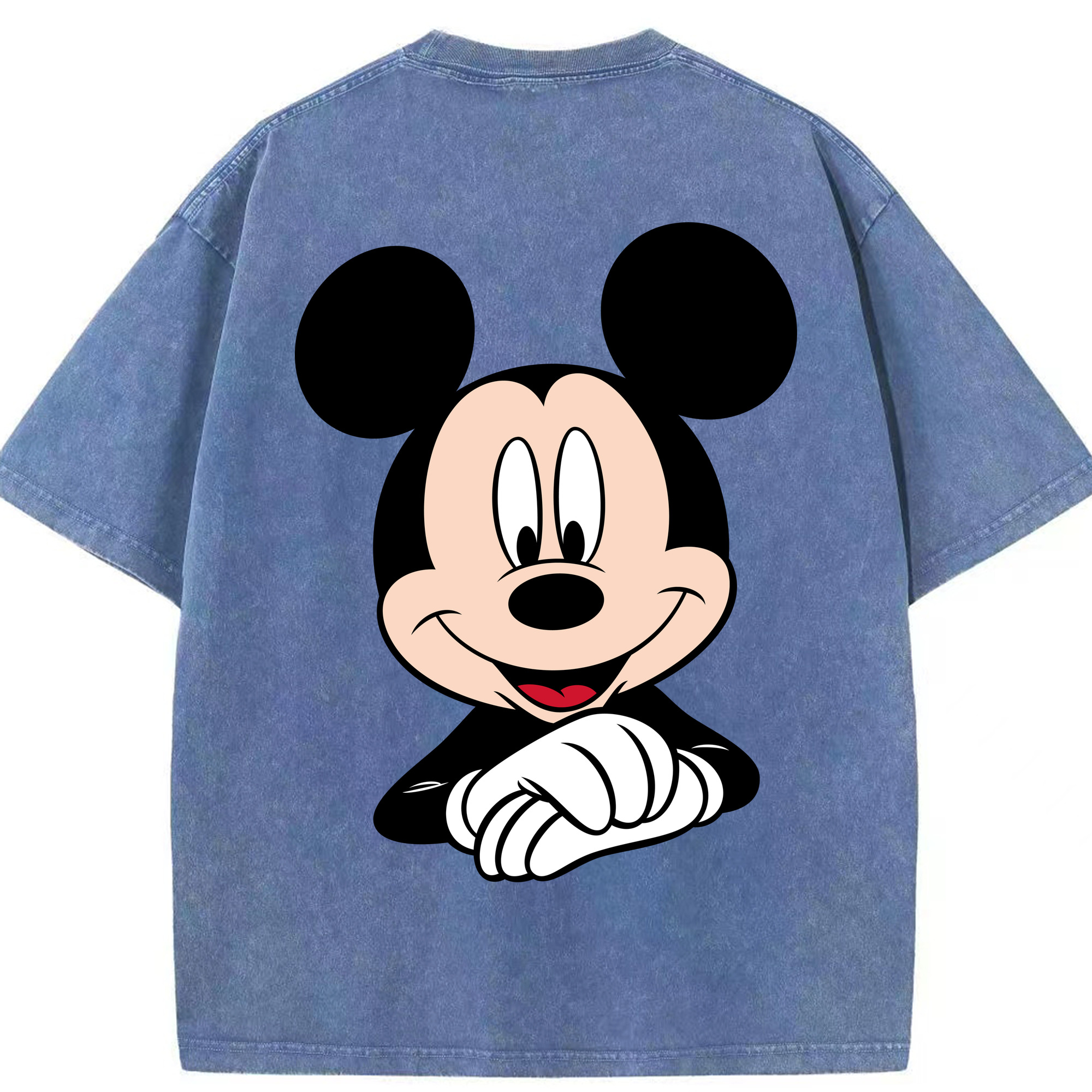 （画像用） ミッキーマウス Mickey Mouse 綿100% ヴィンテージ風 半袖Tシャツ（背面プリント）