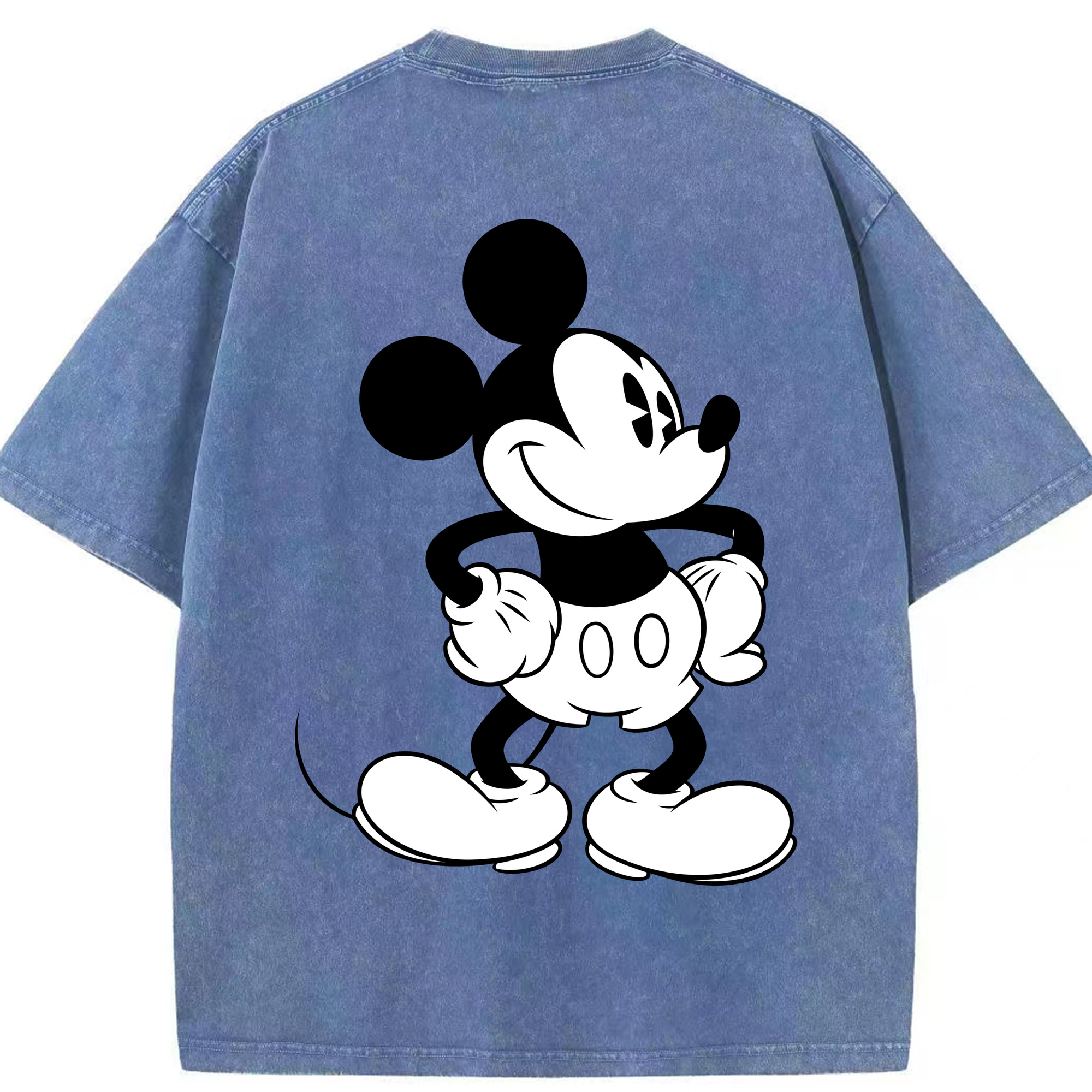（画像用） ミッキーマウス Mickey Mouse 綿100% ヴィンテージ風 半袖Tシャツ（背面プリント）