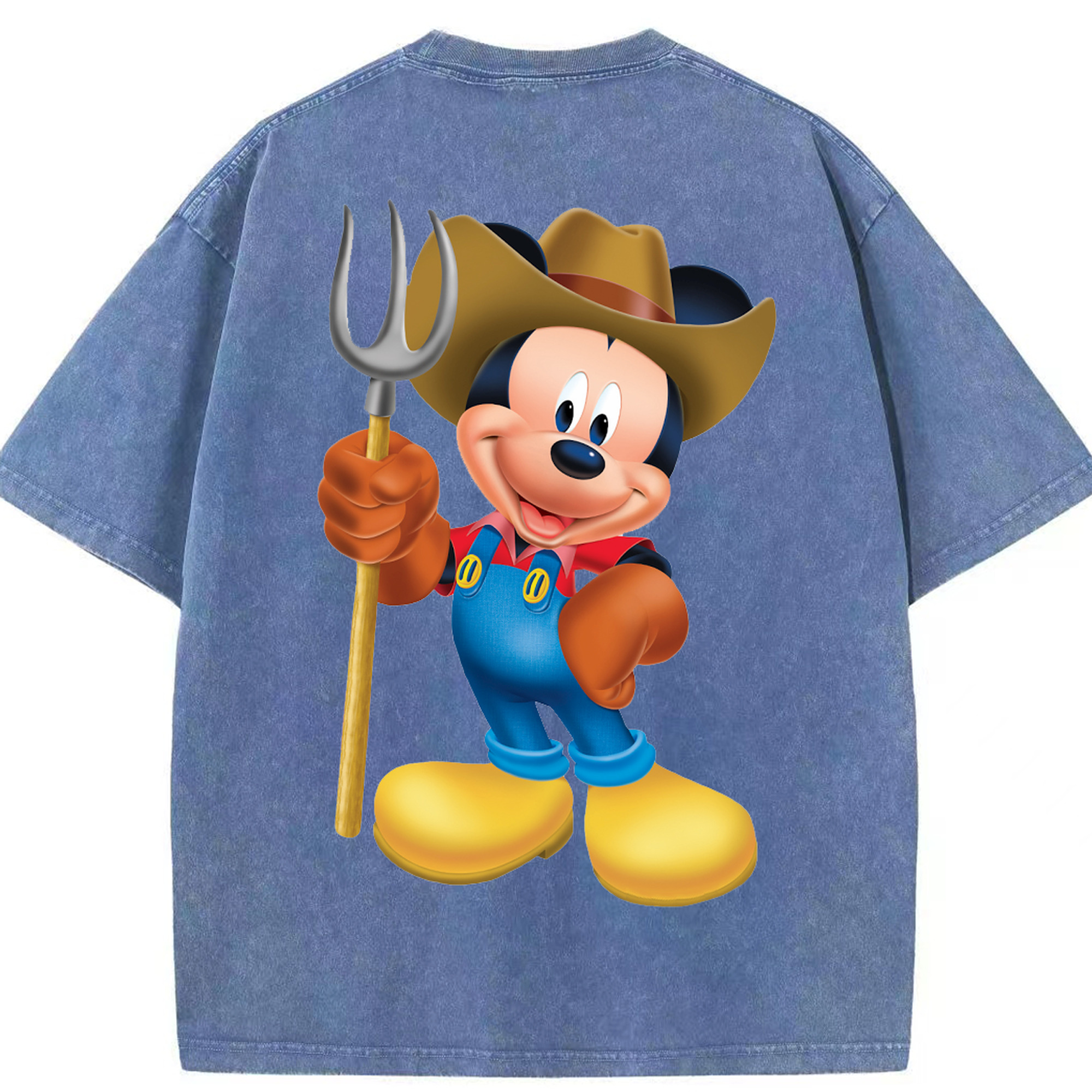 （画像用） ミッキーマウス Mickey Mouse 綿100% ヴィンテージ風 半袖Tシャツ（背面プリント）