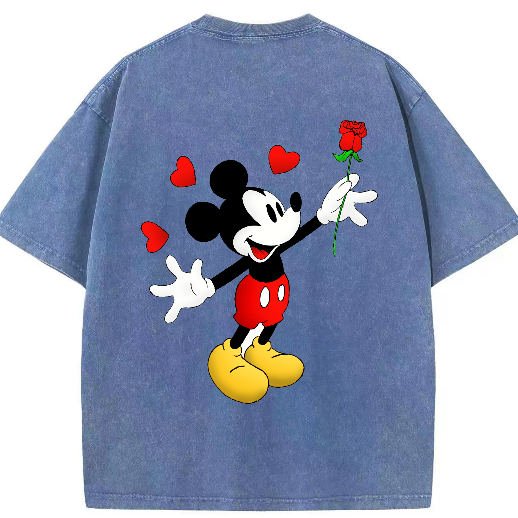 （画像用） ミッキーマウス Mickey Mouse 綿100% ヴィンテージ風 半袖Tシャツ（背面プリント）