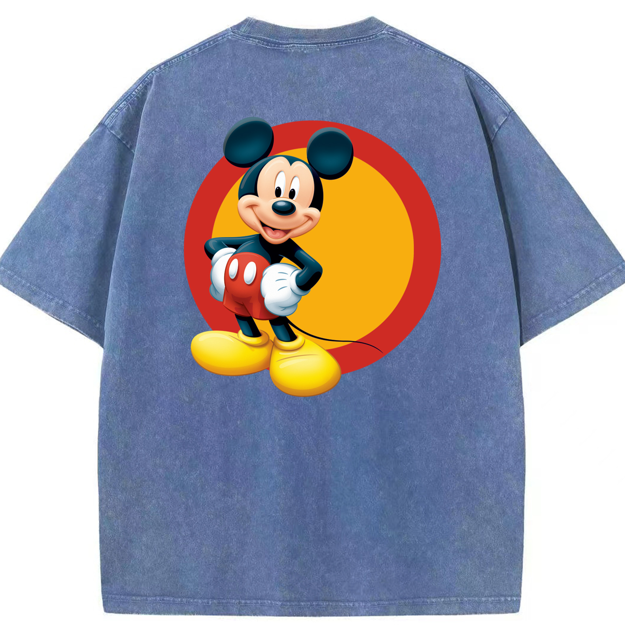 （画像用） ミッキーマウス Mickey Mouse 綿100% ヴィンテージ風 半袖Tシャツ（背面プリント）