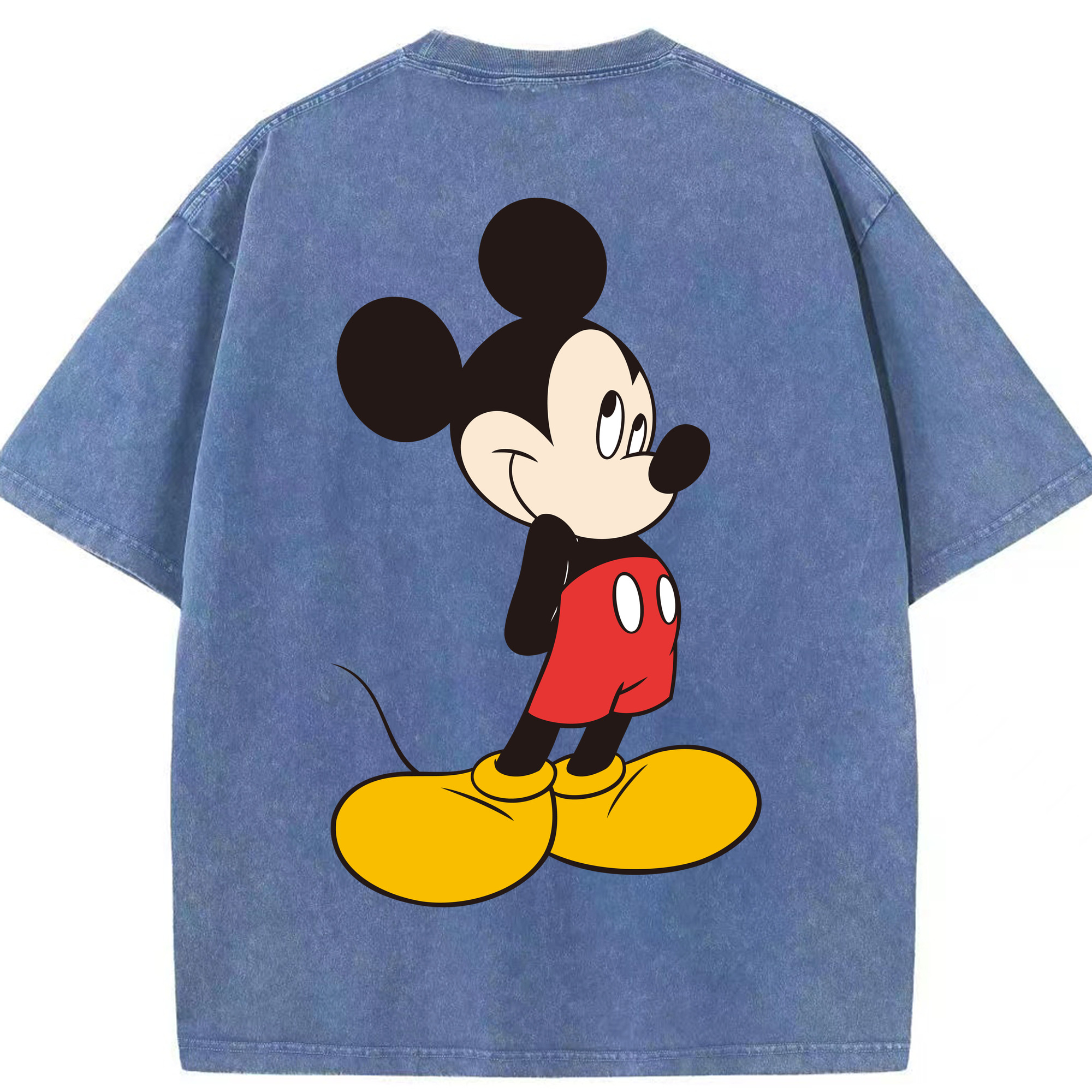 （画像用） ミッキーマウス Mickey Mouse 綿100% ヴィンテージ風 半袖Tシャツ（背面プリント）