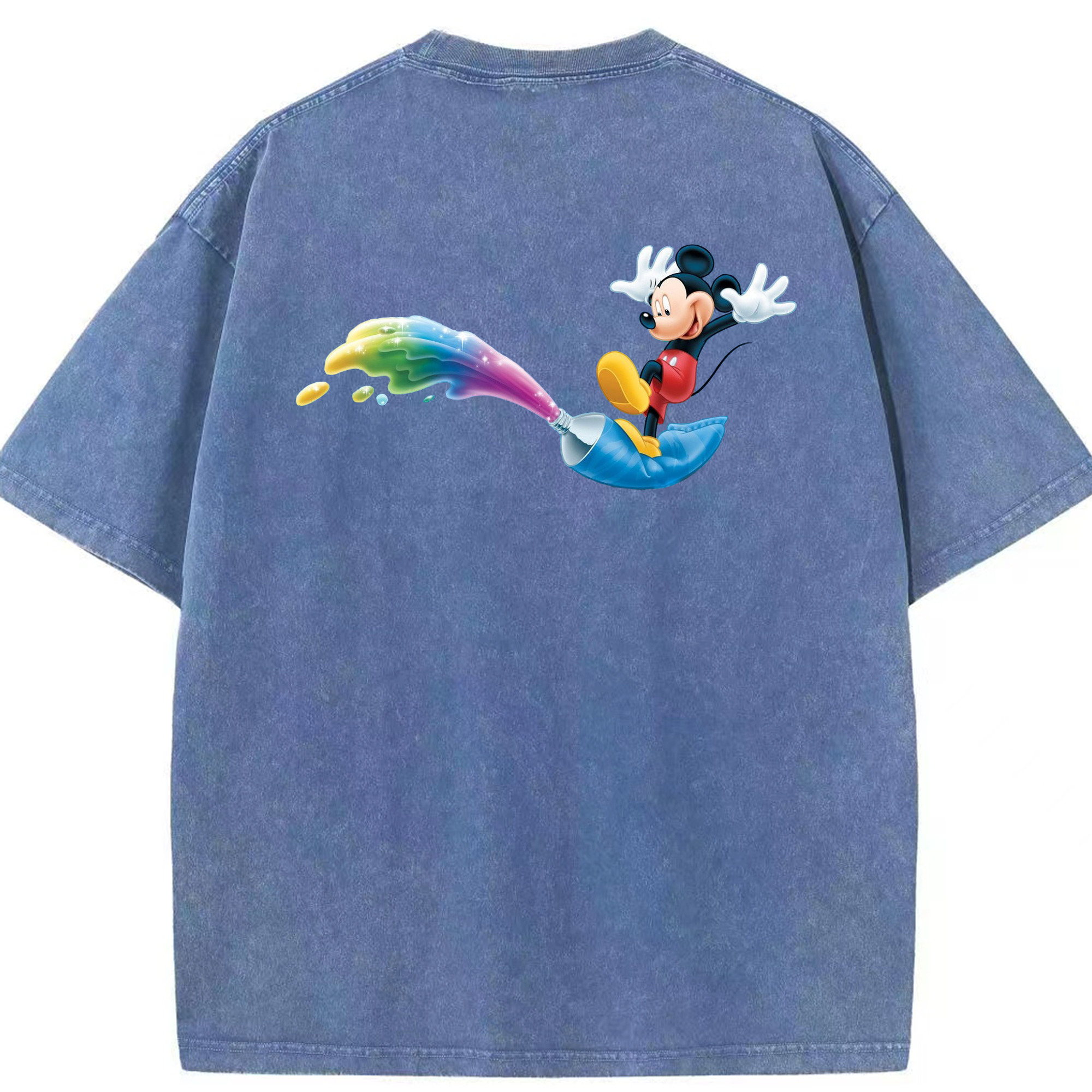 （画像用） ミッキーマウス Mickey Mouse 綿100% ヴィンテージ風 半袖Tシャツ（背面プリント）
