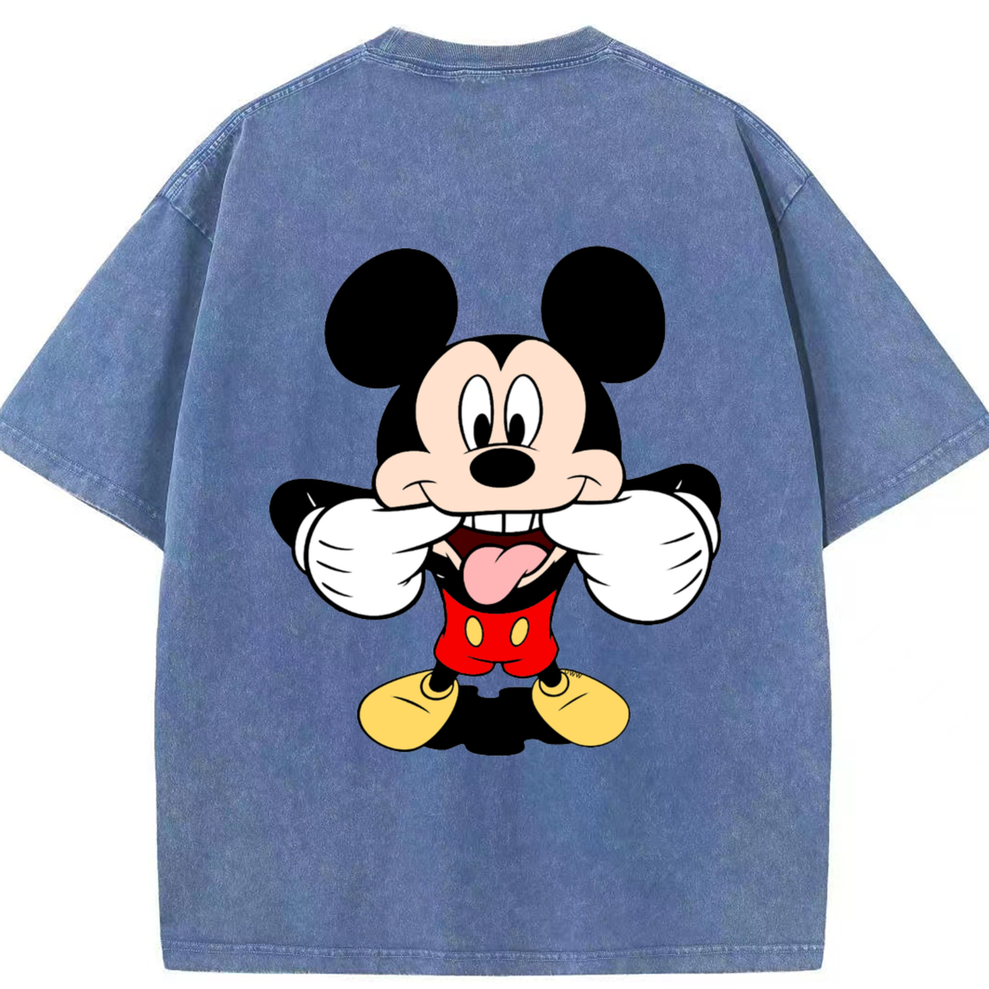 （画像用） ミッキーマウス Mickey Mouse 綿100% ヴィンテージ風 半袖Tシャツ（背面プリント）