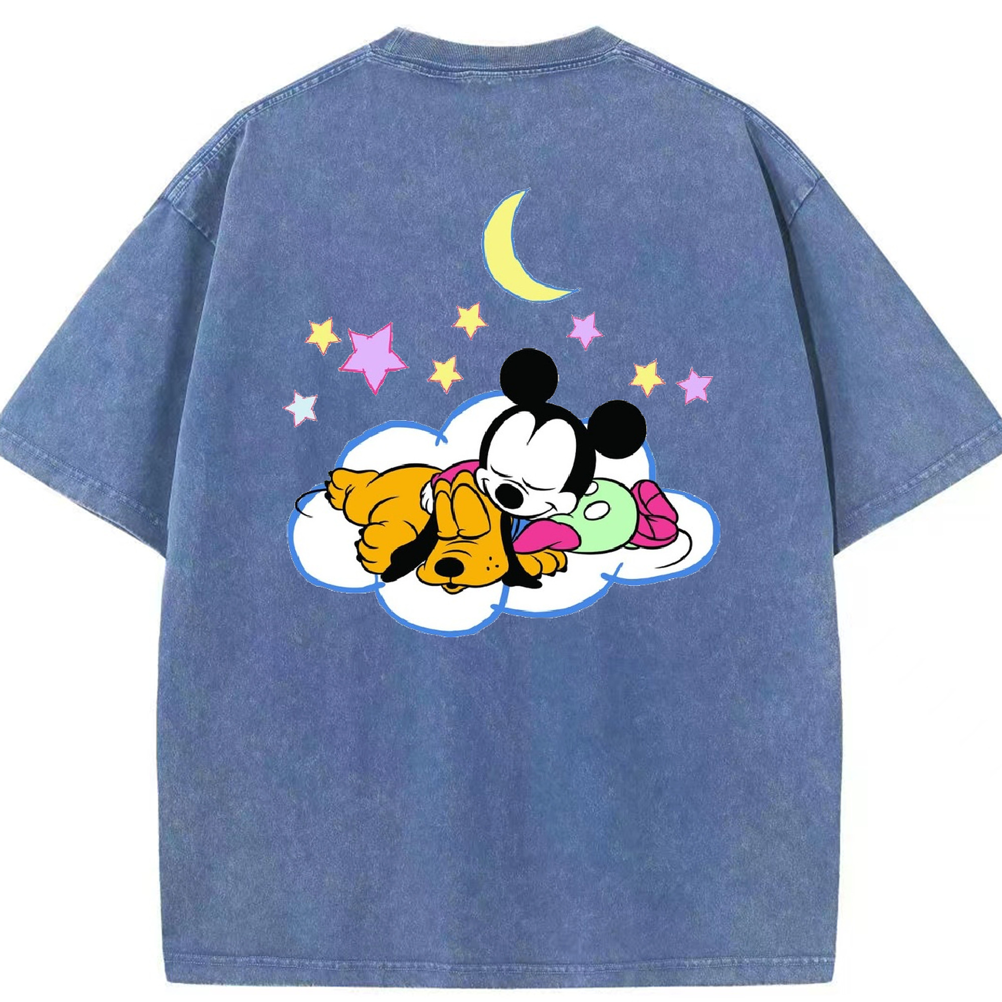 （画像用） ミッキーマウス Mickey Mouse 綿100% ヴィンテージ風 半袖Tシャツ（背面プリント）