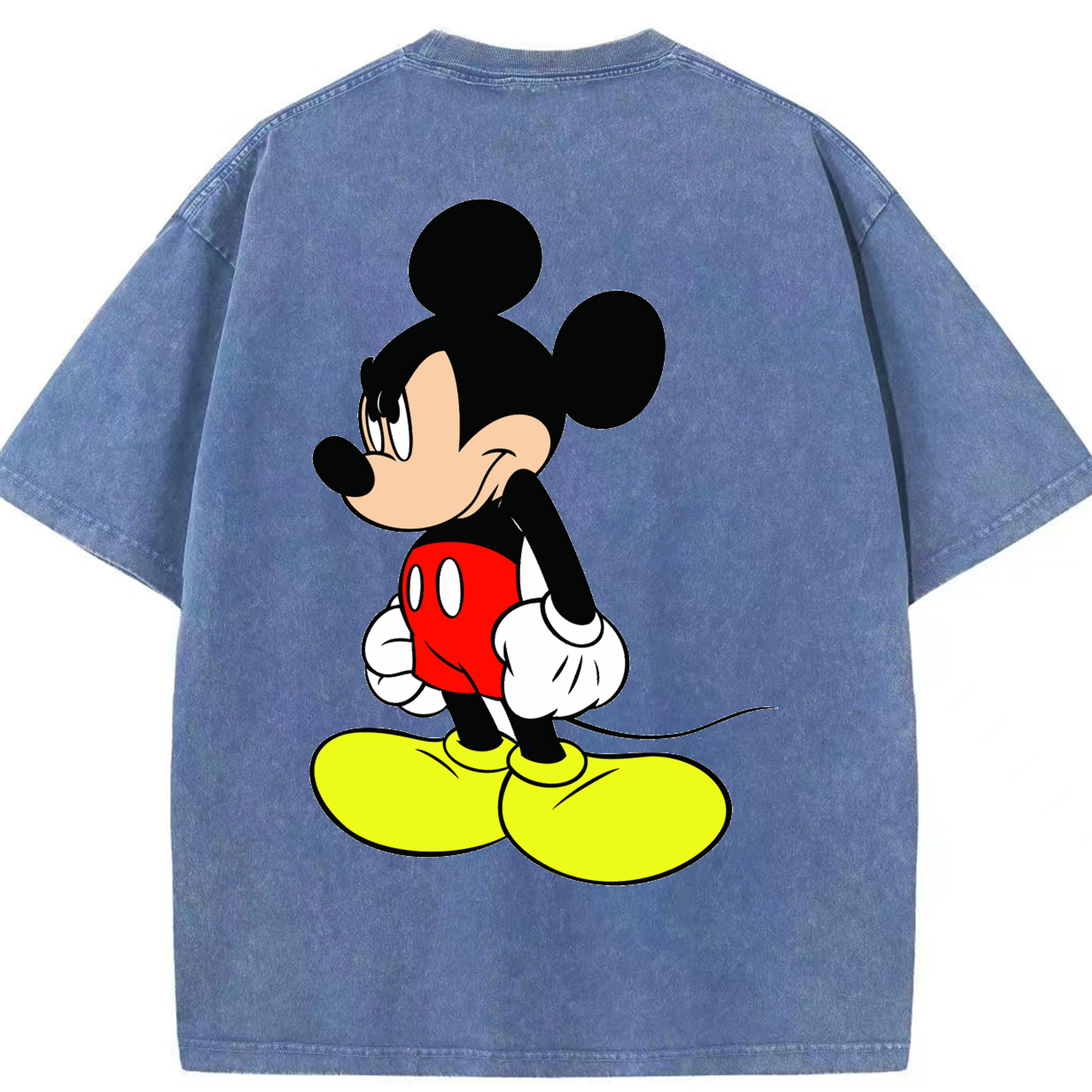 （画像用） ミッキーマウス Mickey Mouse 綿100% ヴィンテージ風 半袖Tシャツ（背面プリント）