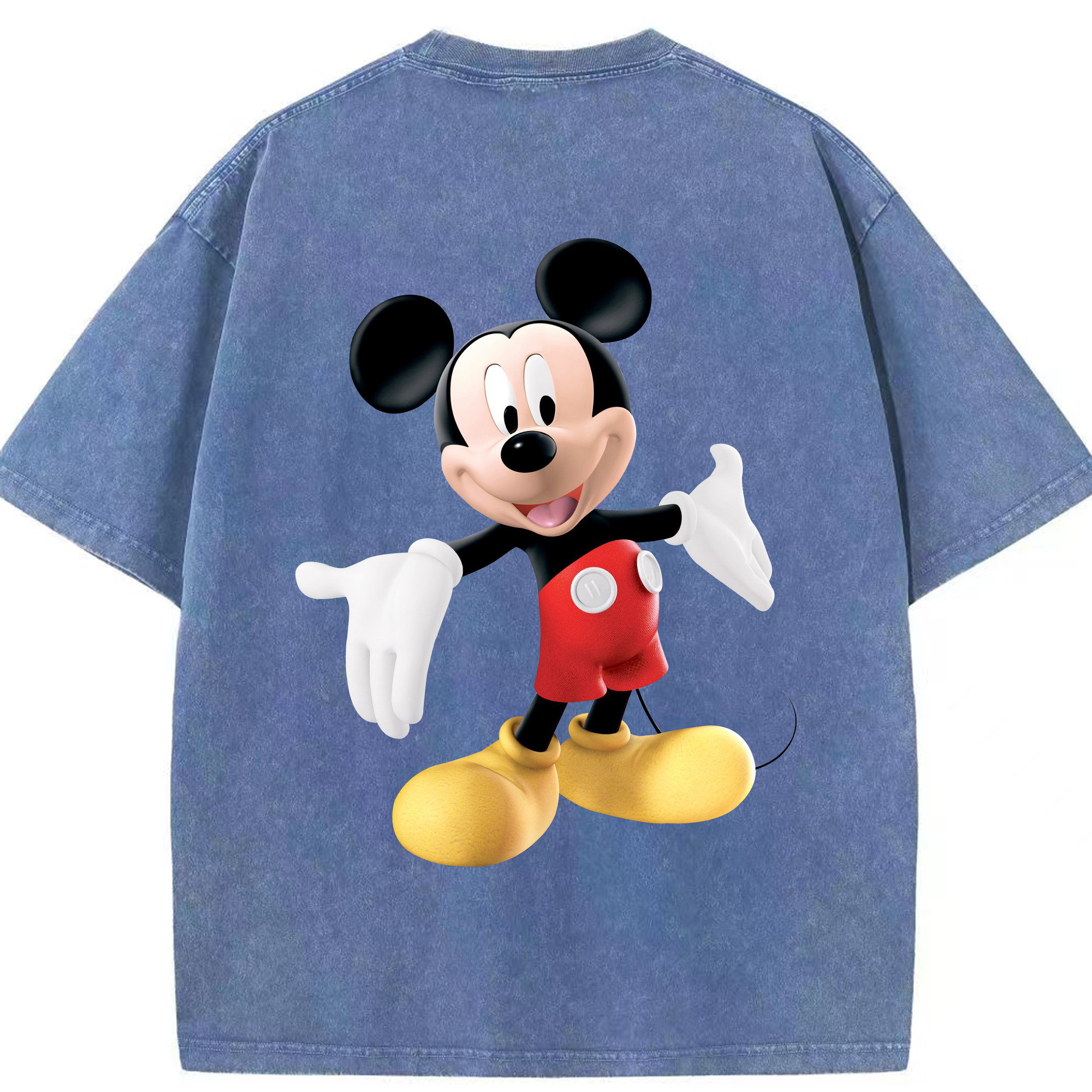 （画像用） ミッキーマウス Mickey Mouse 綿100% ヴィンテージ風 半袖Tシャツ（背面プリント）