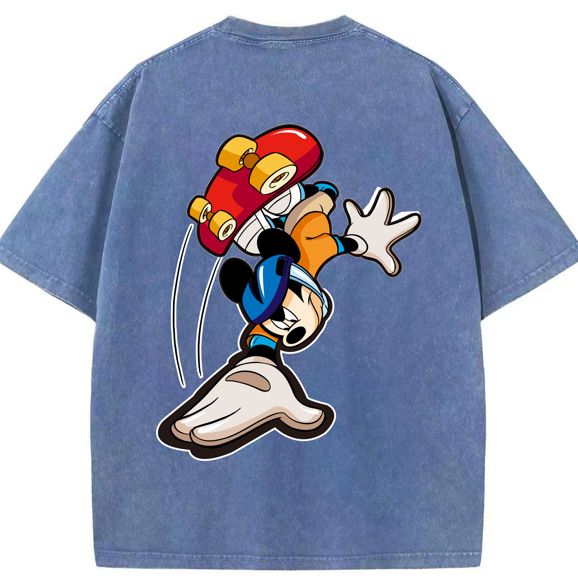 （画像用） ミッキーマウス Mickey Mouse 綿100% ヴィンテージ風 半袖Tシャツ（背面プリント）