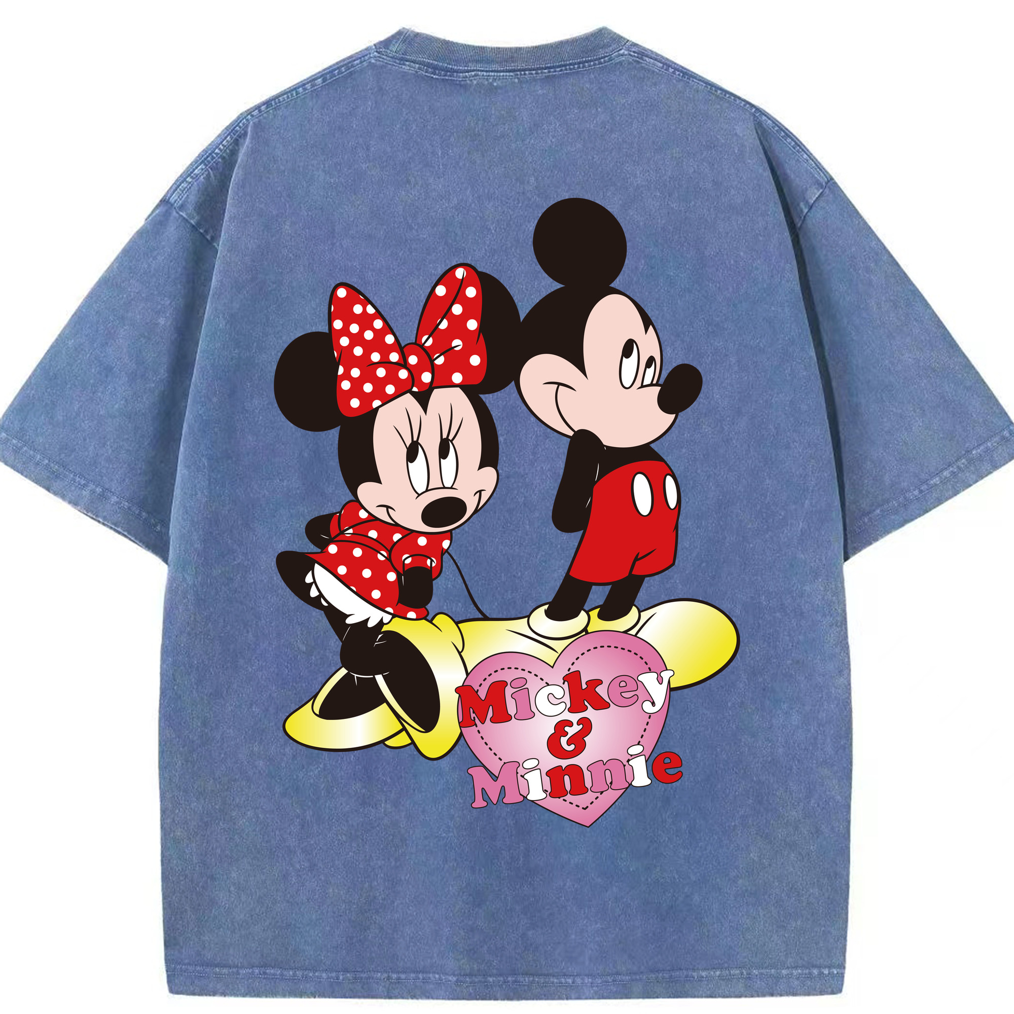 （画像用） ミッキーマウス Mickey Mouse 綿100% ヴィンテージ風 半袖Tシャツ（背面プリント）