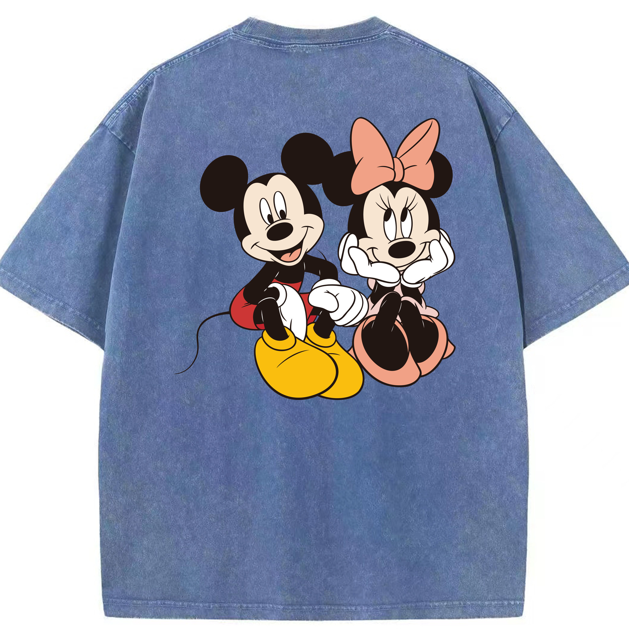 （画像用） ミッキーマウス Mickey Mouse 綿100% ヴィンテージ風 半袖Tシャツ（背面プリント）