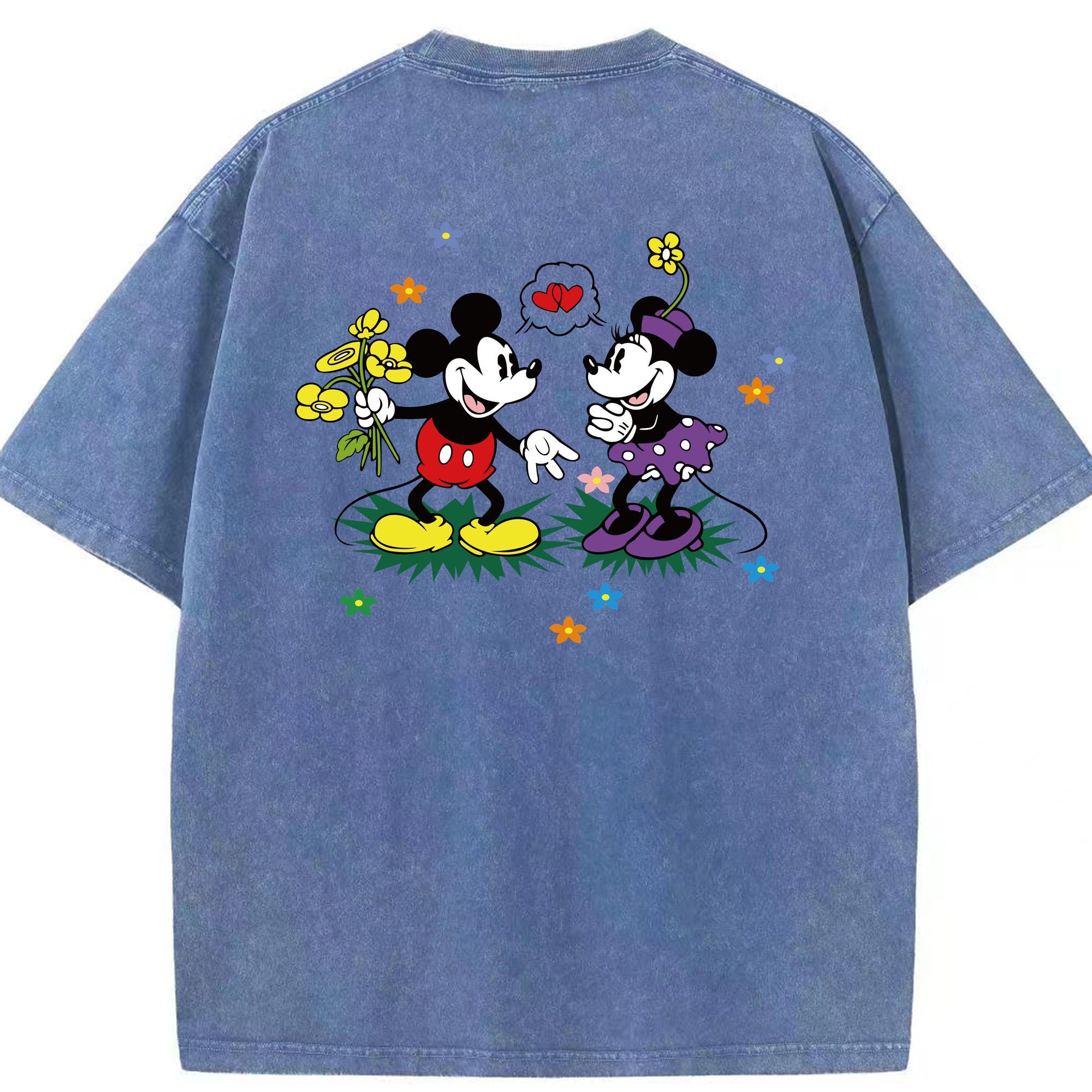 （画像用） ミッキーマウス Mickey Mouse 綿100% ヴィンテージ風 半袖Tシャツ（背面プリント）