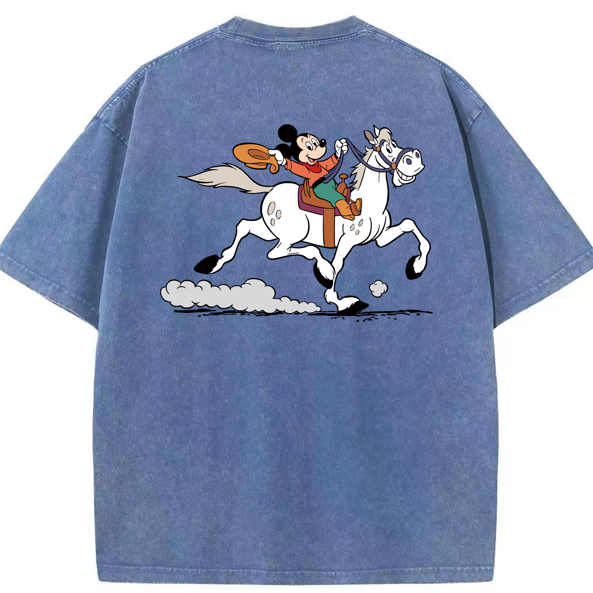 （画像用） ミッキーマウス Mickey Mouse 綿100% ヴィンテージ風 半袖Tシャツ（背面プリント）