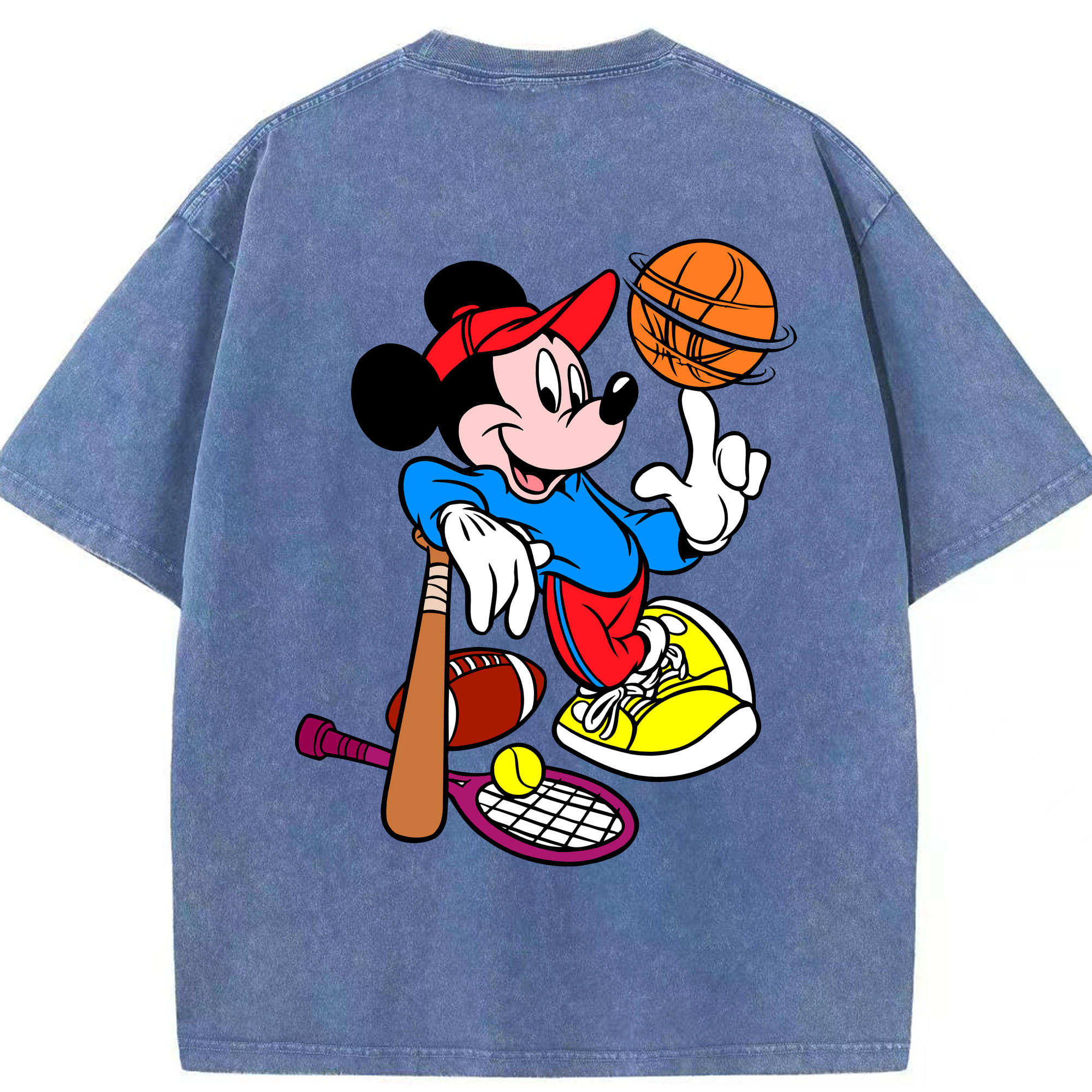 （画像用） ミッキーマウス Mickey Mouse 綿100% ヴィンテージ風 半袖Tシャツ（背面プリント）