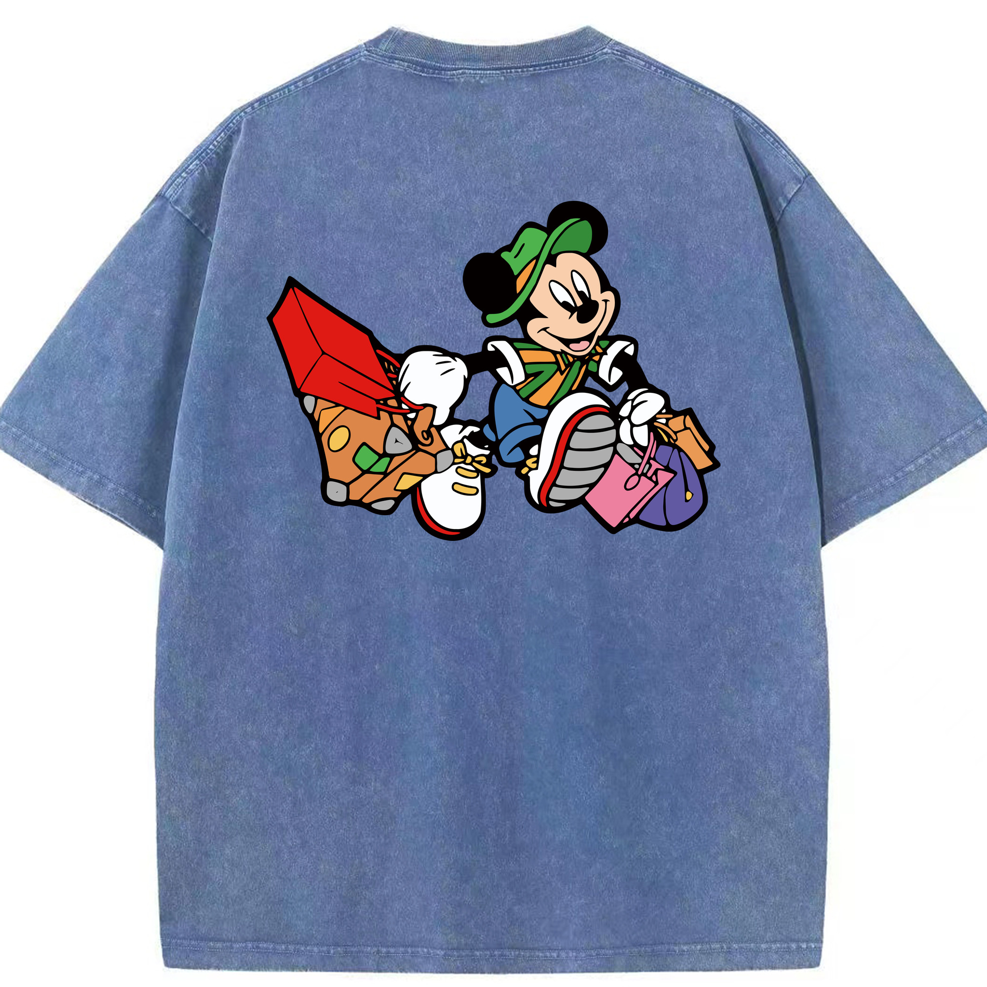 （画像用） ミッキーマウス Mickey Mouse 綿100% ヴィンテージ風 半袖Tシャツ（背面プリント）