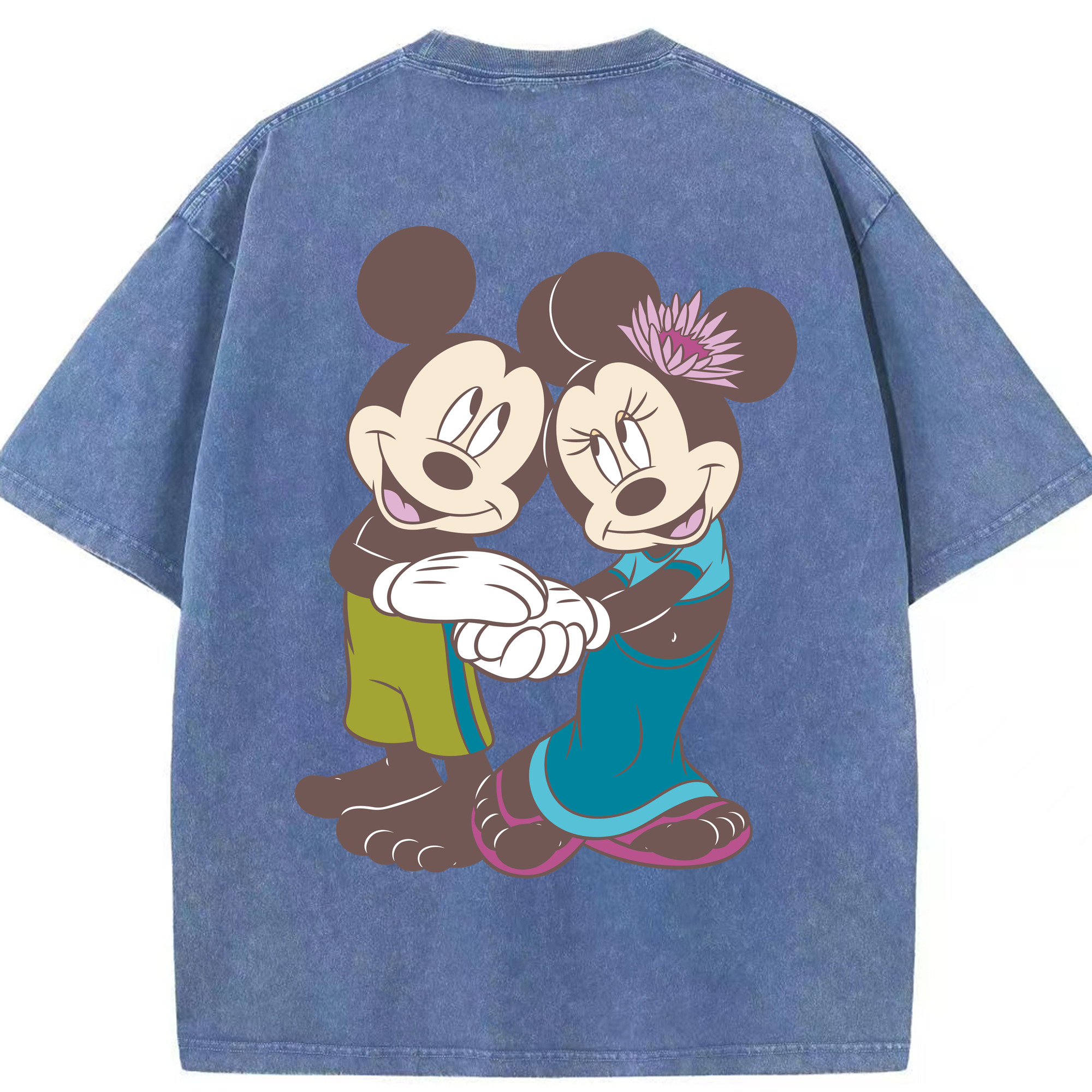 （画像用） ミッキーマウス Mickey Mouse 綿100% ヴィンテージ風 半袖Tシャツ（背面プリント）