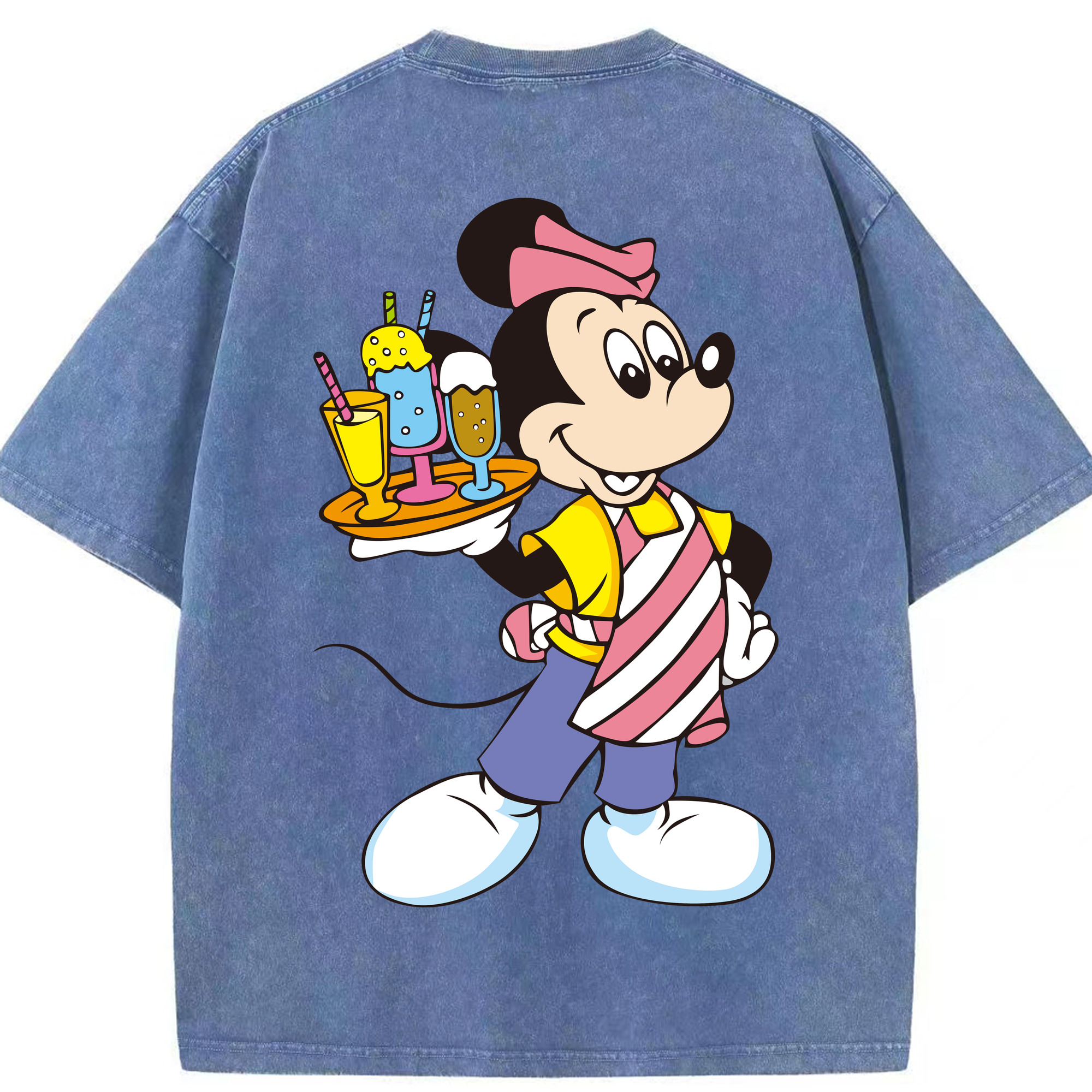 （画像用） ミッキーマウス Mickey Mouse 綿100% ヴィンテージ風 半袖Tシャツ（背面プリント）