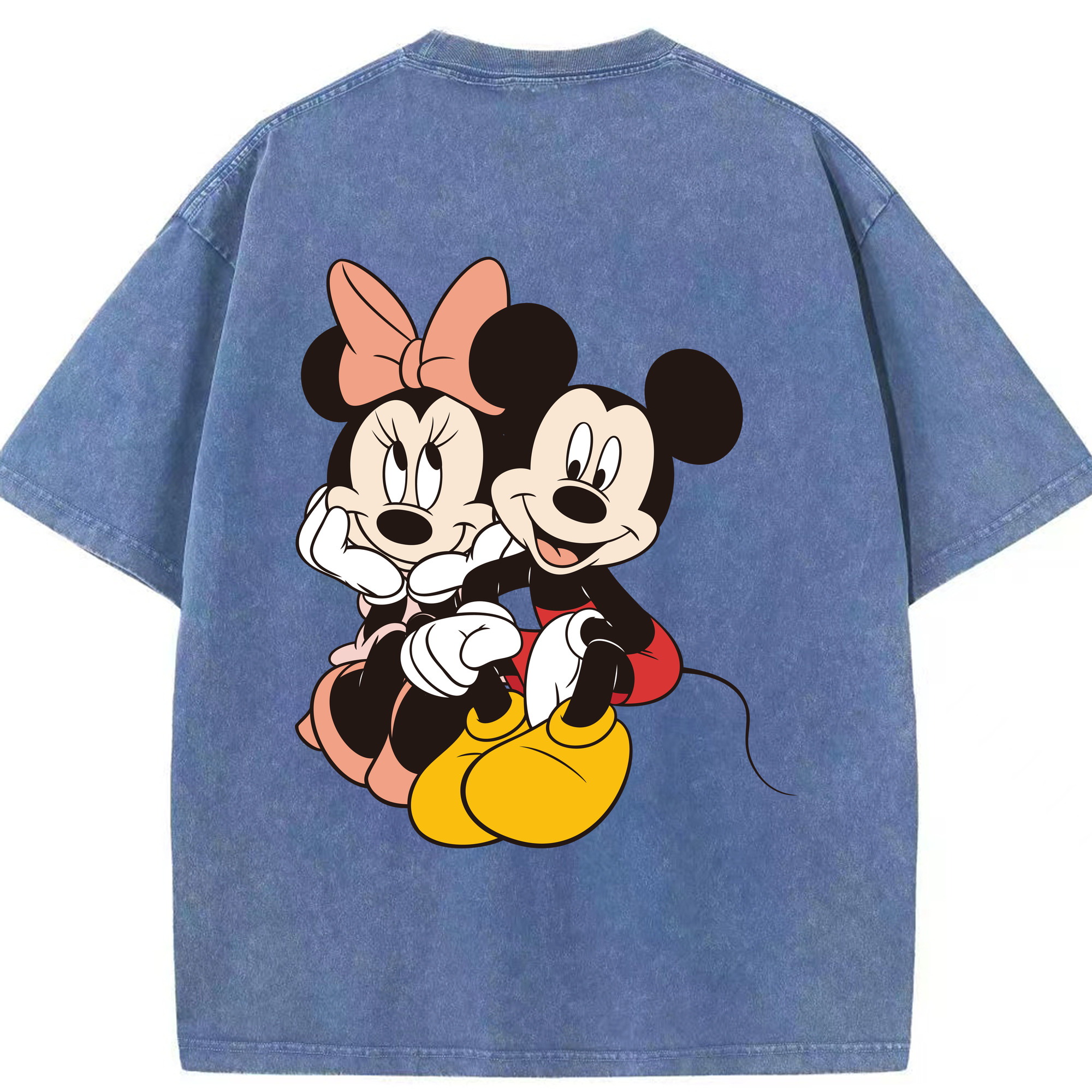 （画像用） ミッキーマウス Mickey Mouse 綿100% ヴィンテージ風 半袖Tシャツ（背面プリント）