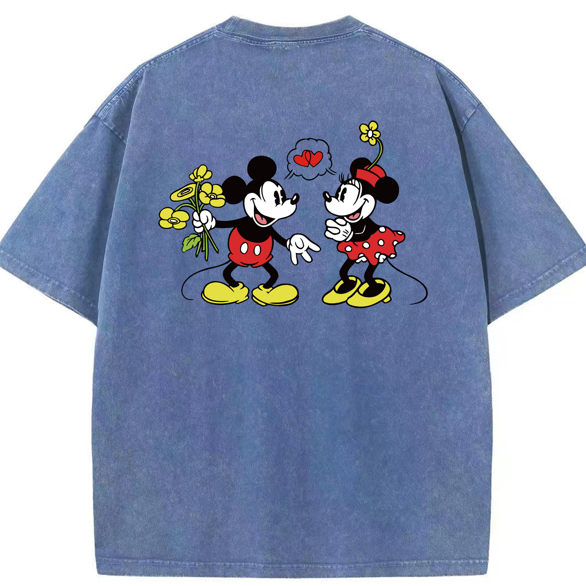 （画像用） ミッキーマウス Mickey Mouse 綿100% ヴィンテージ風 半袖Tシャツ（背面プリント）