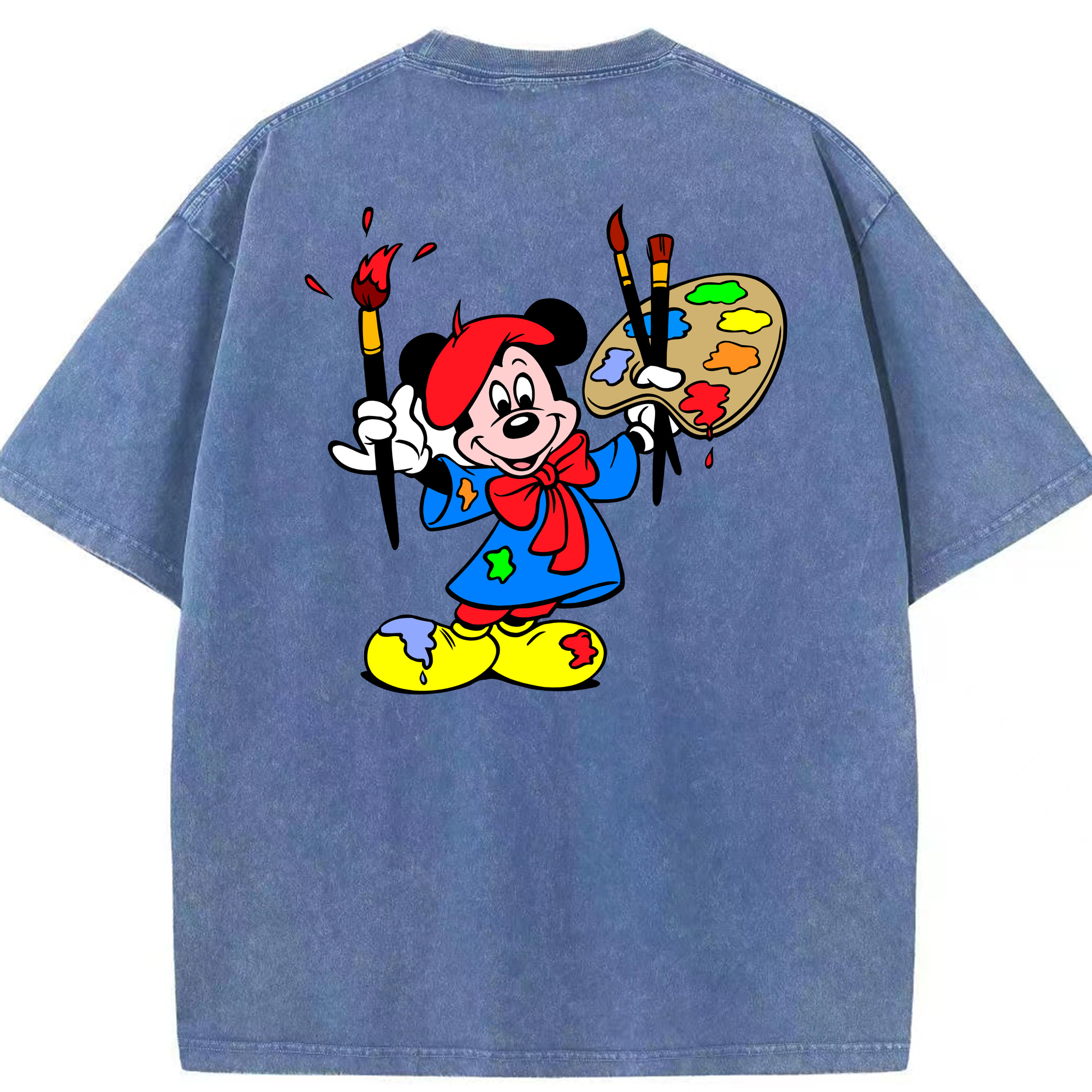 （画像用） ミッキーマウス Mickey Mouse 綿100% ヴィンテージ風 半袖Tシャツ（背面プリント）