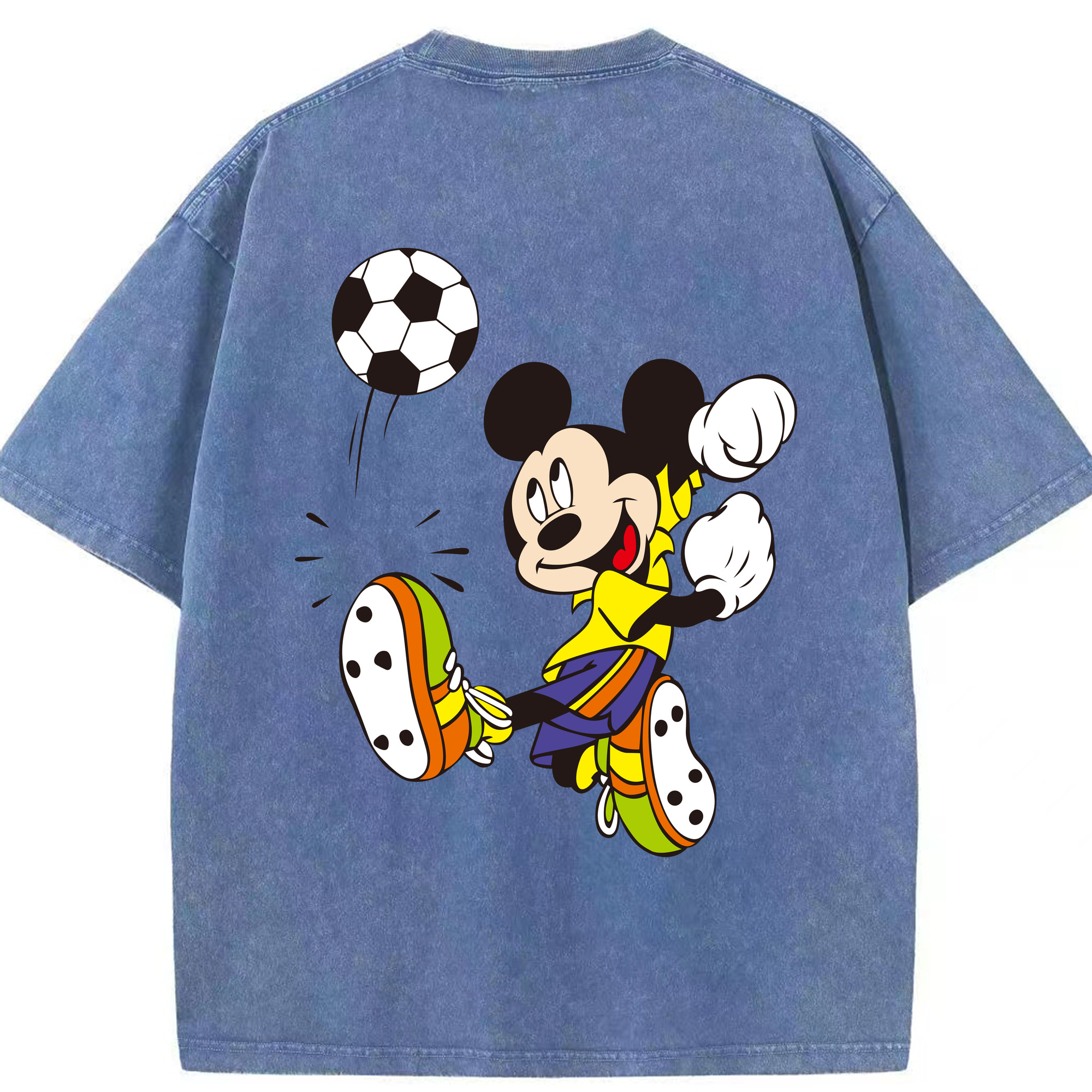 （画像用） ミッキーマウス Mickey Mouse 綿100% ヴィンテージ風 半袖Tシャツ（背面プリント）