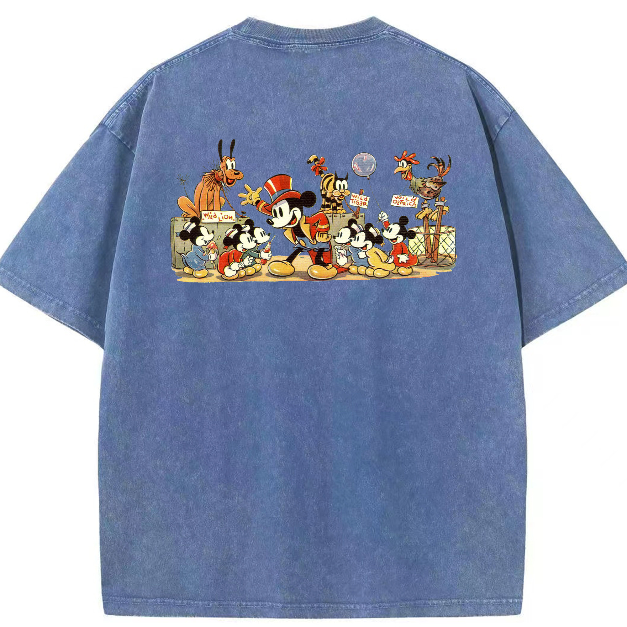 （画像用） ミッキーマウス Mickey Mouse 綿100% ヴィンテージ風 半袖Tシャツ（背面プリント）