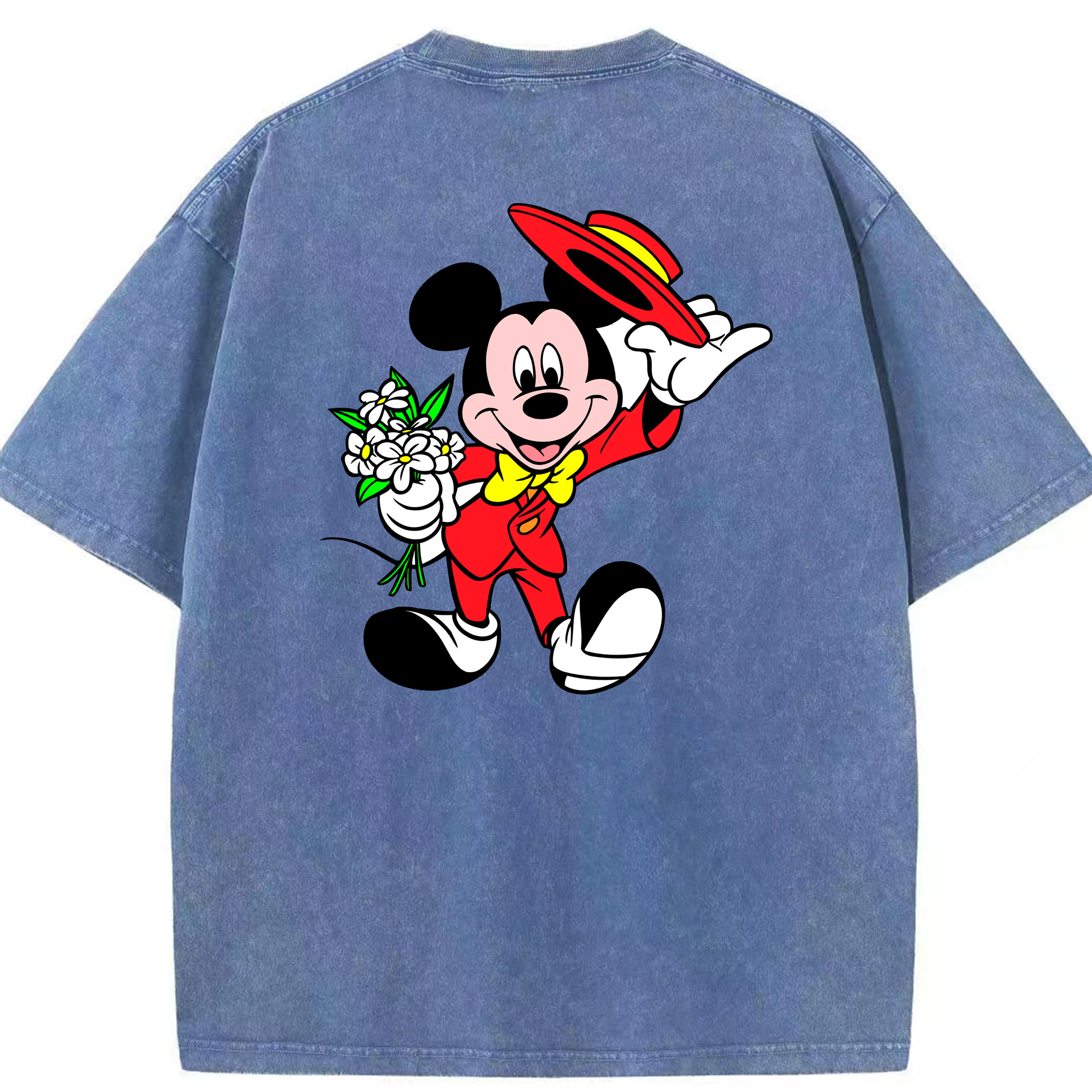（画像用） ミッキーマウス Mickey Mouse 綿100% ヴィンテージ風 半袖Tシャツ（背面プリント）
