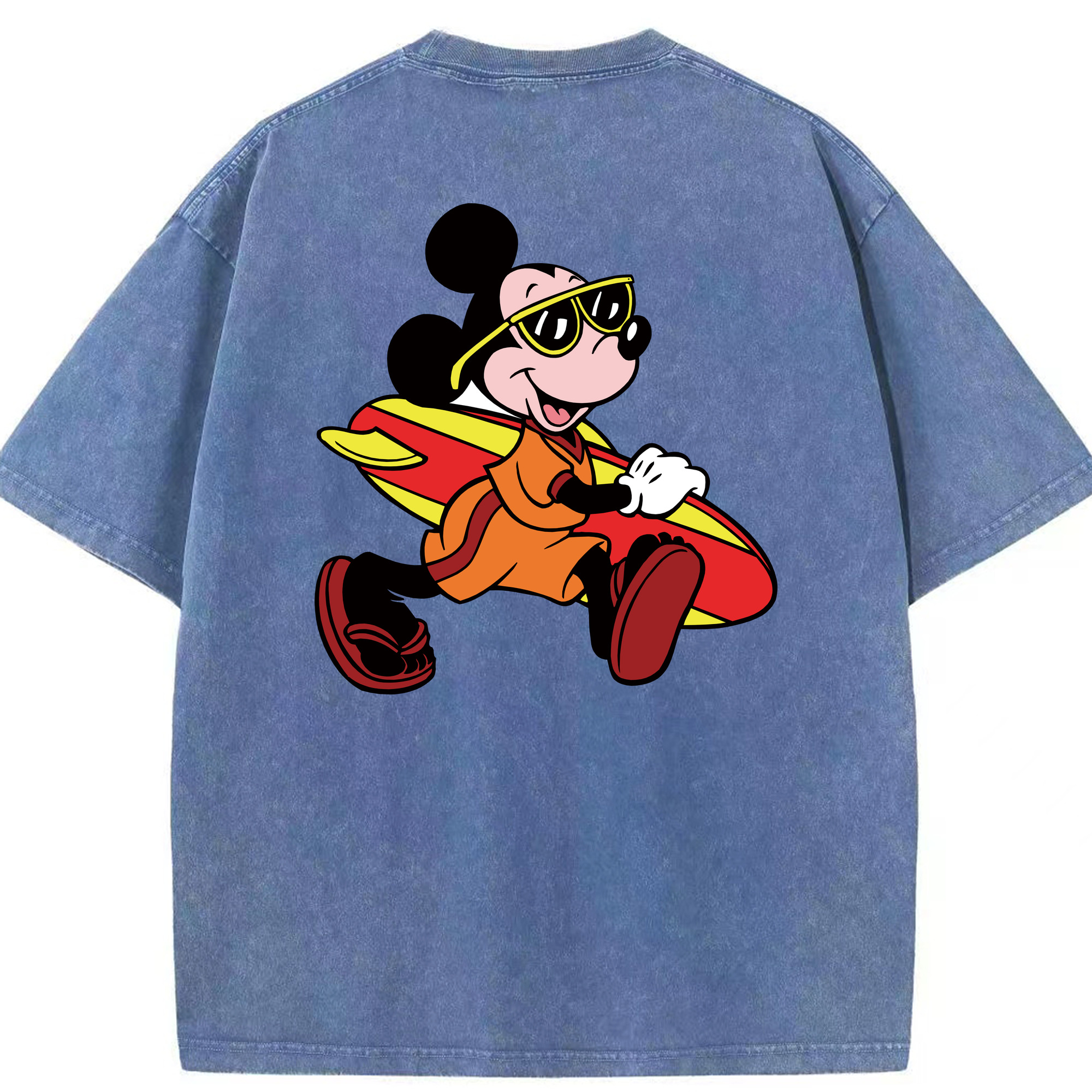 （画像用） ミッキーマウス Mickey Mouse 綿100% ヴィンテージ風 半袖Tシャツ（背面プリント）