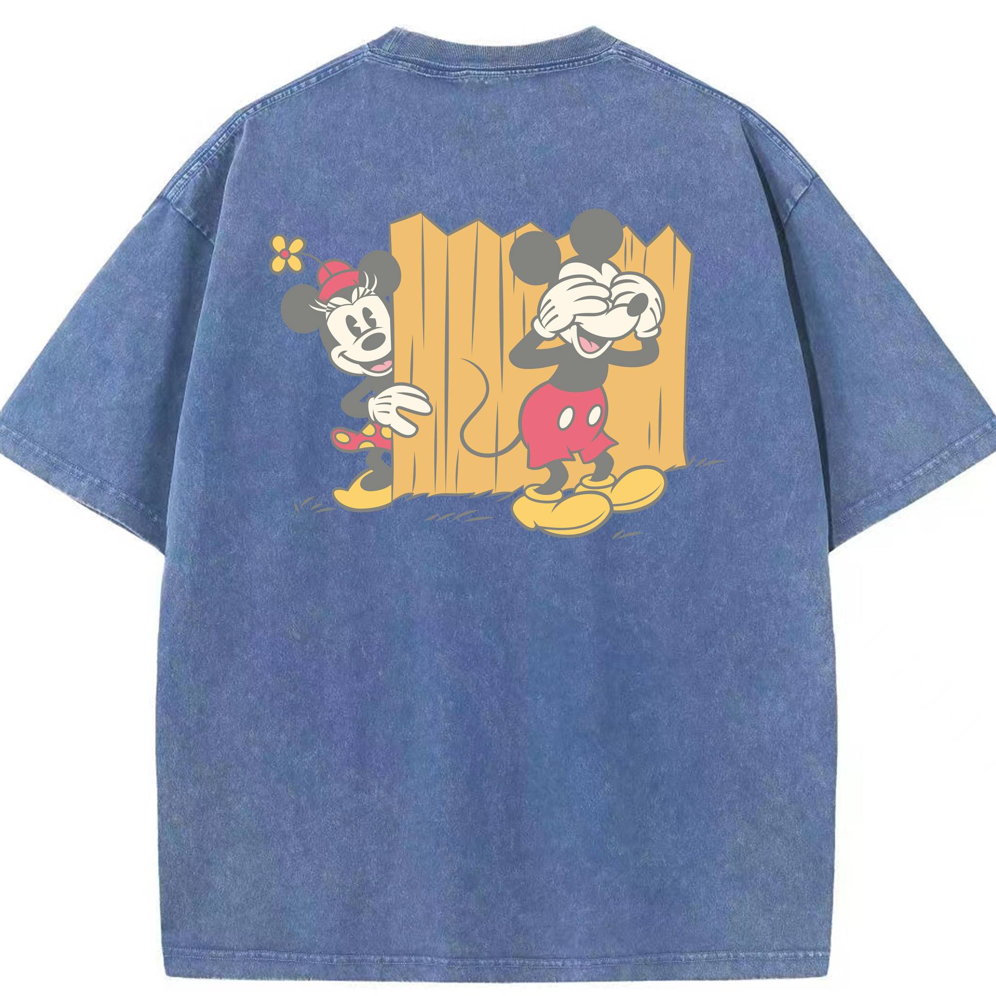 （画像用） ミッキーマウス Mickey Mouse 綿100% ヴィンテージ風 半袖Tシャツ（背面プリント）