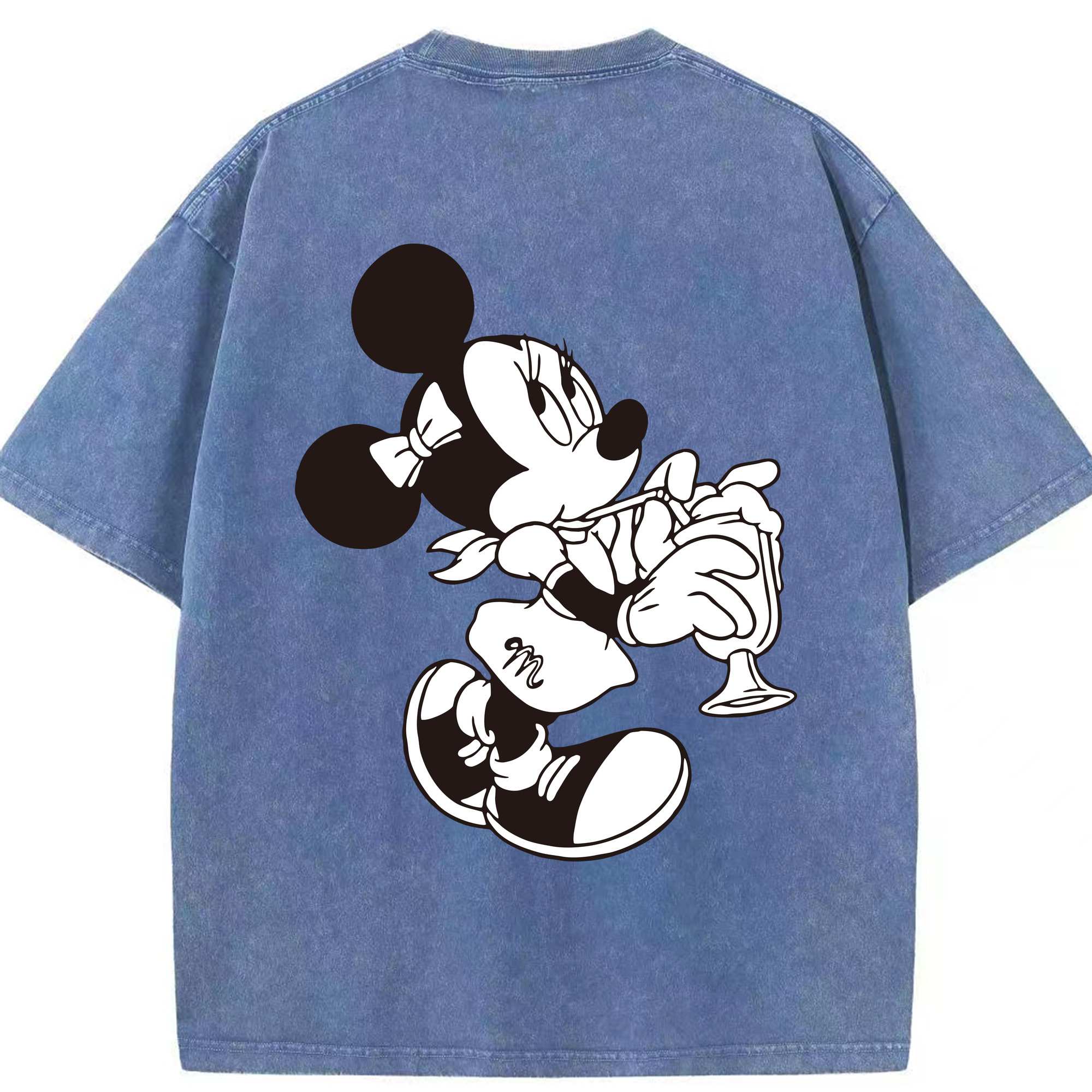 （画像用） ミッキーマウス Mickey Mouse 綿100% ヴィンテージ風 半袖Tシャツ（背面プリント）